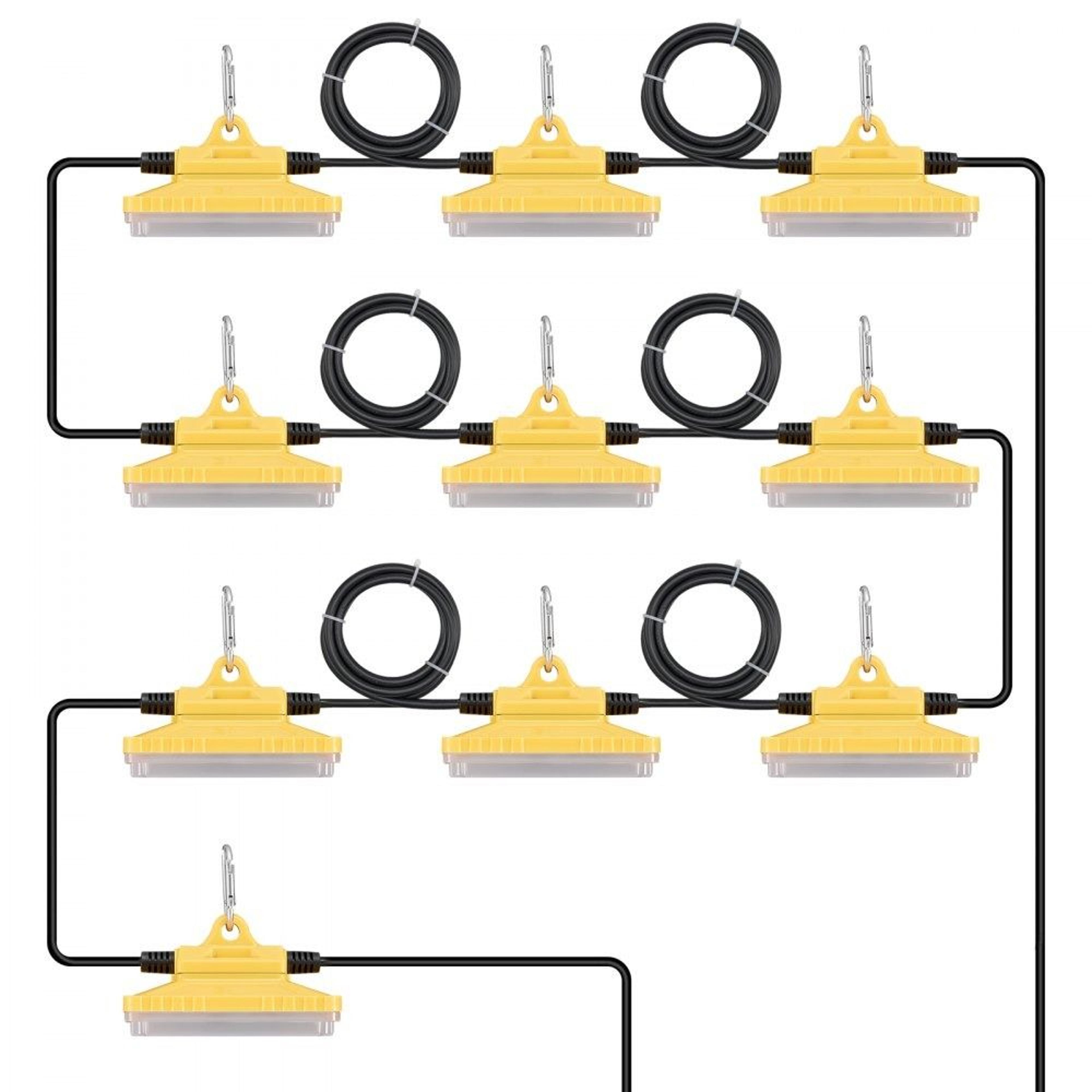 100ft construction string lights 150w 15000lm 10 led work lights with hooks