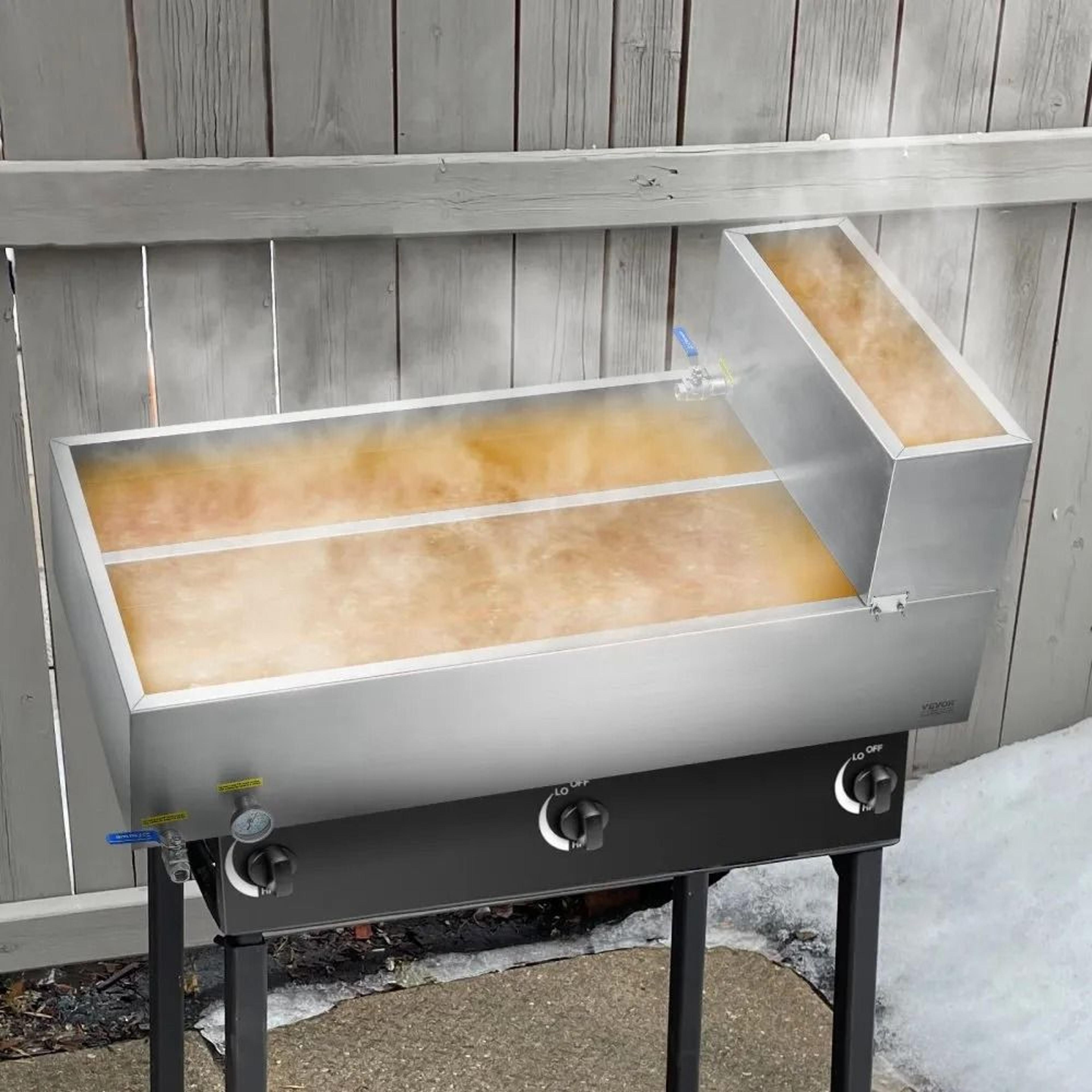47 Gallon Maple Syrup Evaporator Pan 304 Stainless Steel With Thermometer And Dual Valves 6
