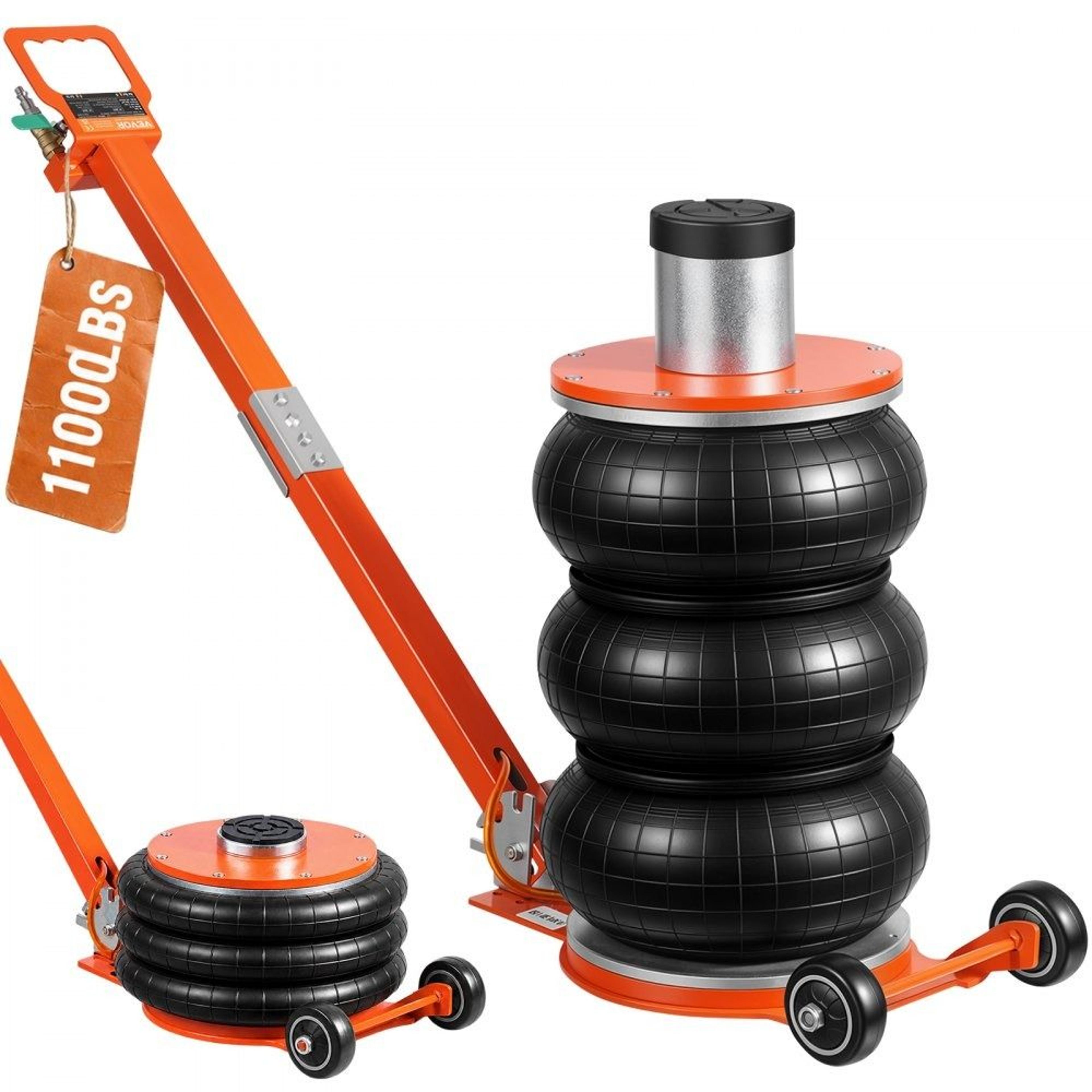 5 ton pneumatic air jack with adjustable handle heightened column and rubber pad