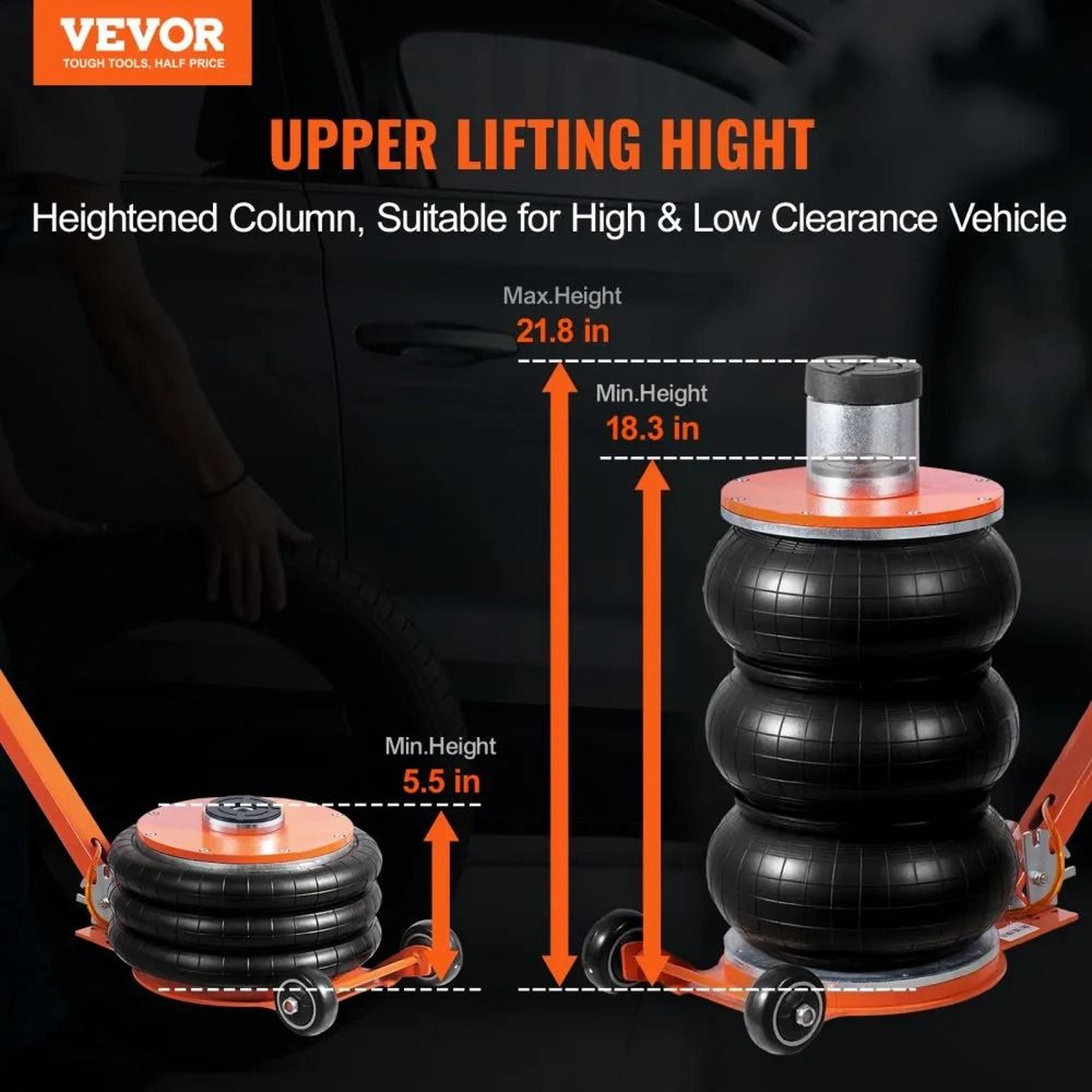 5 Ton Pneumatic Air Jack With Adjustable Handle Heightened Column And Rubber Pad 1
