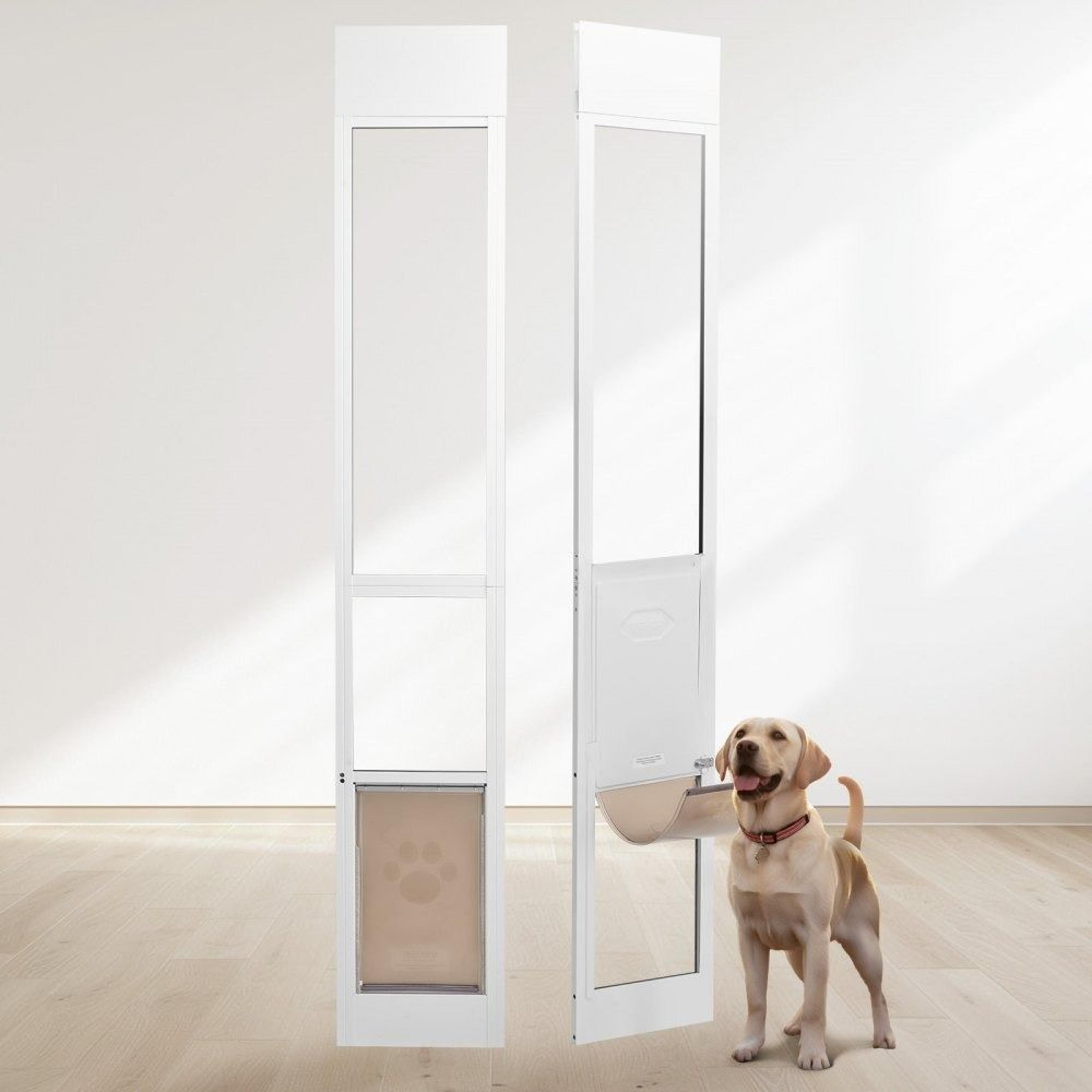 adjustable sliding glass dog door with aluminum frame tempered glass and locking flap