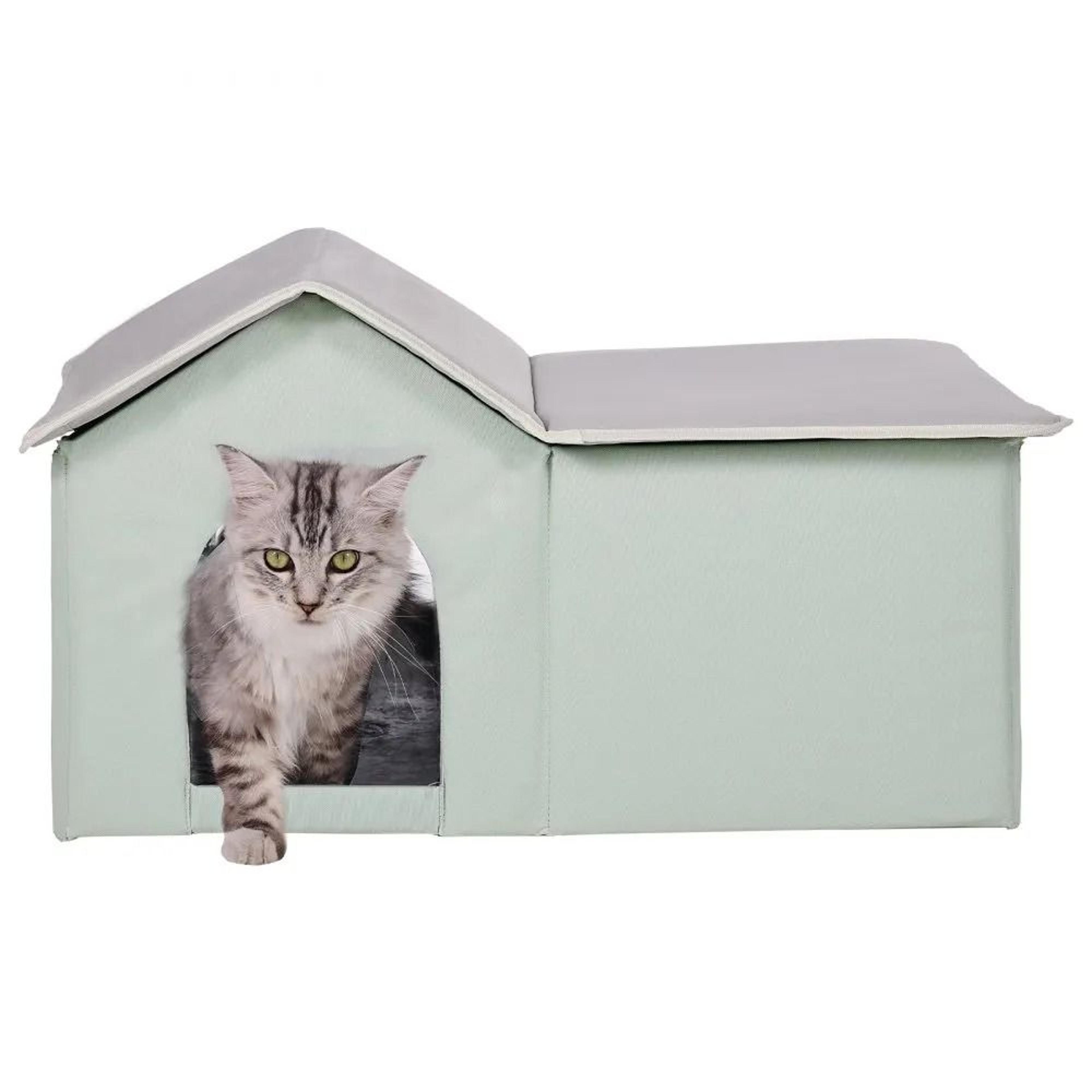 heated outdoor cat house with adjustable temperature 600d oxford cloth and heated pad