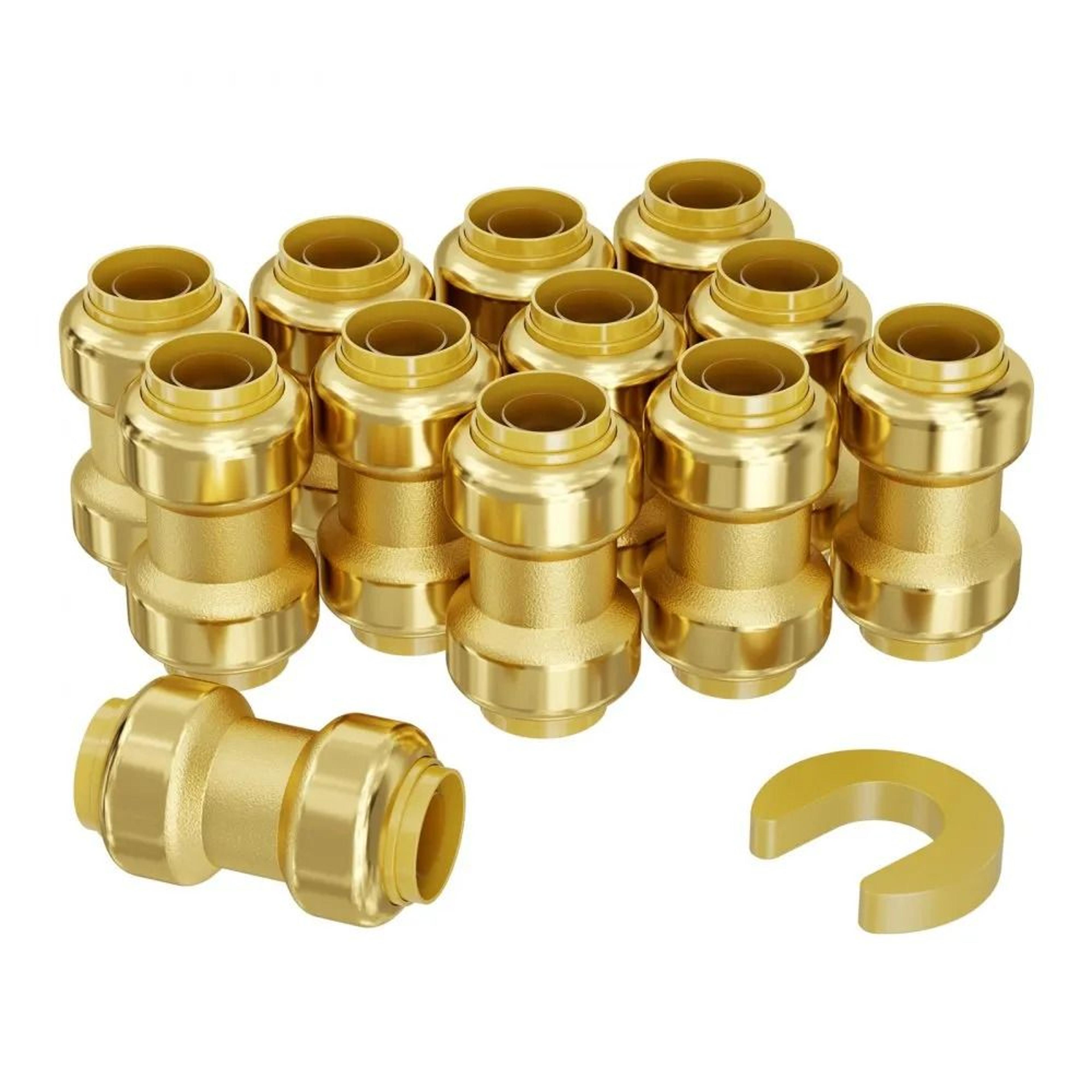 3/4 inch brass push fit pipe fittings 12 piece straight connector set