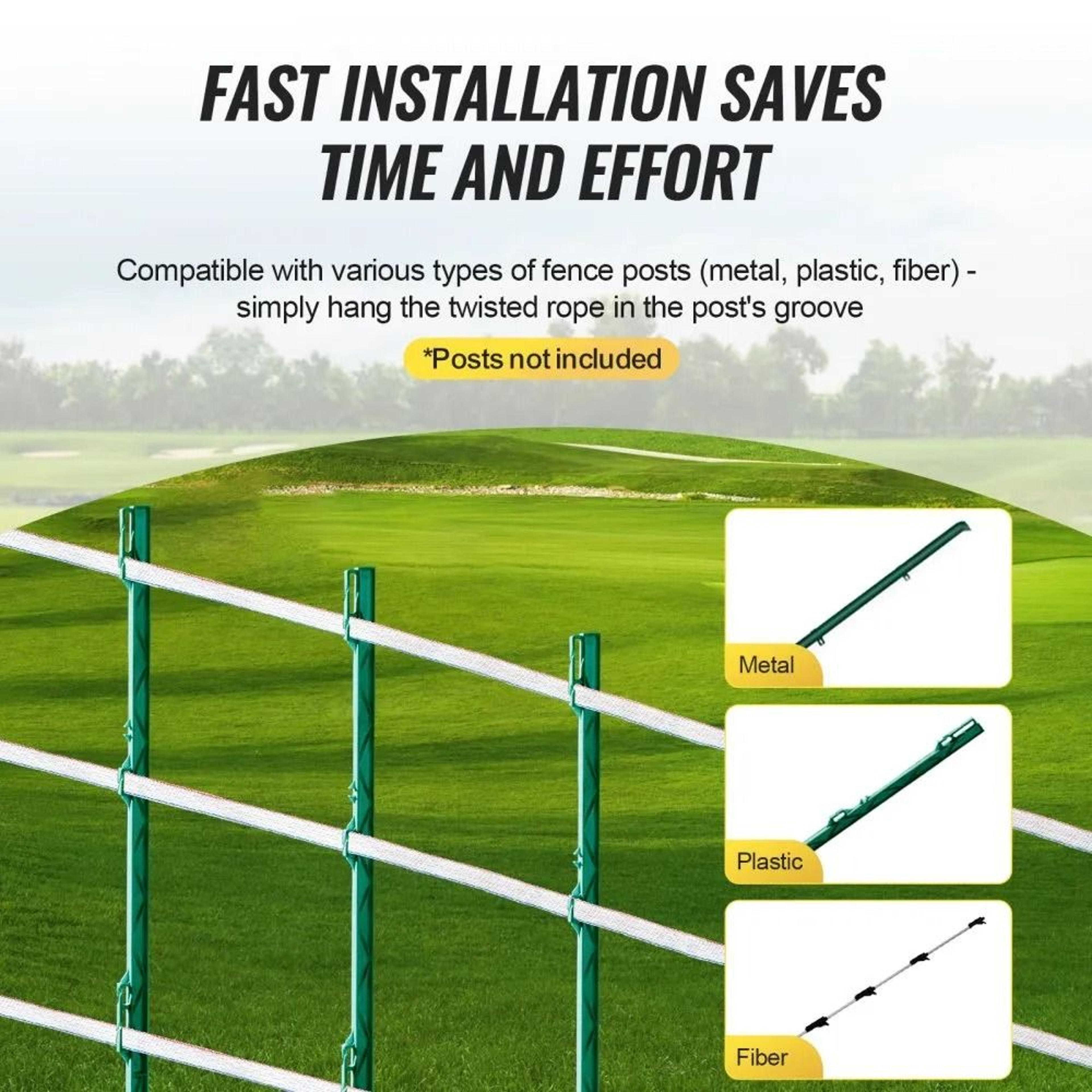 Electric Fence Tape 1640 Ft 34 Inch HDPE Polytape With 6 Stainless Steel Strands 2