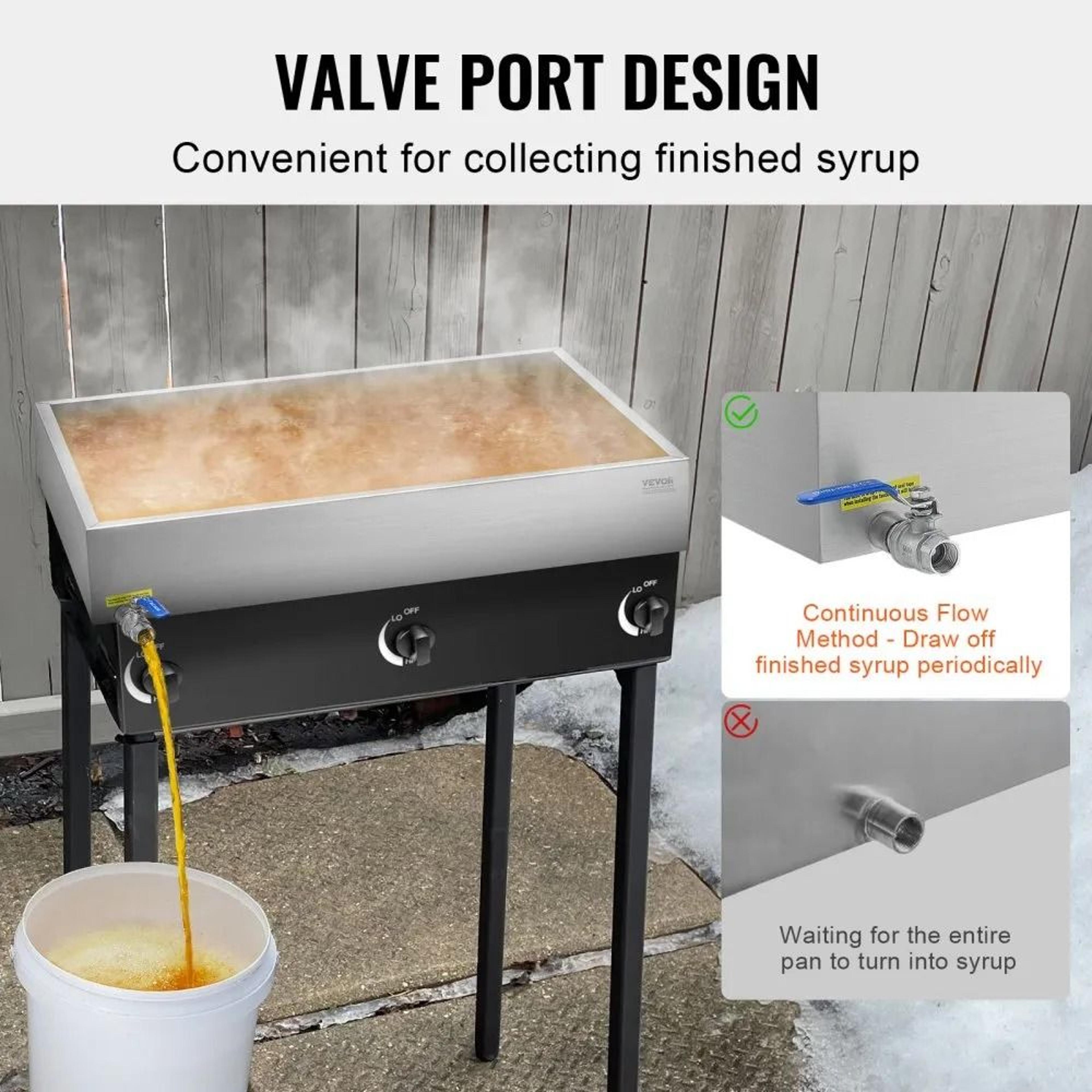 224 Gallon Maple Syrup Evaporator Pan 304 Stainless Steel With Adjustable Valve 2