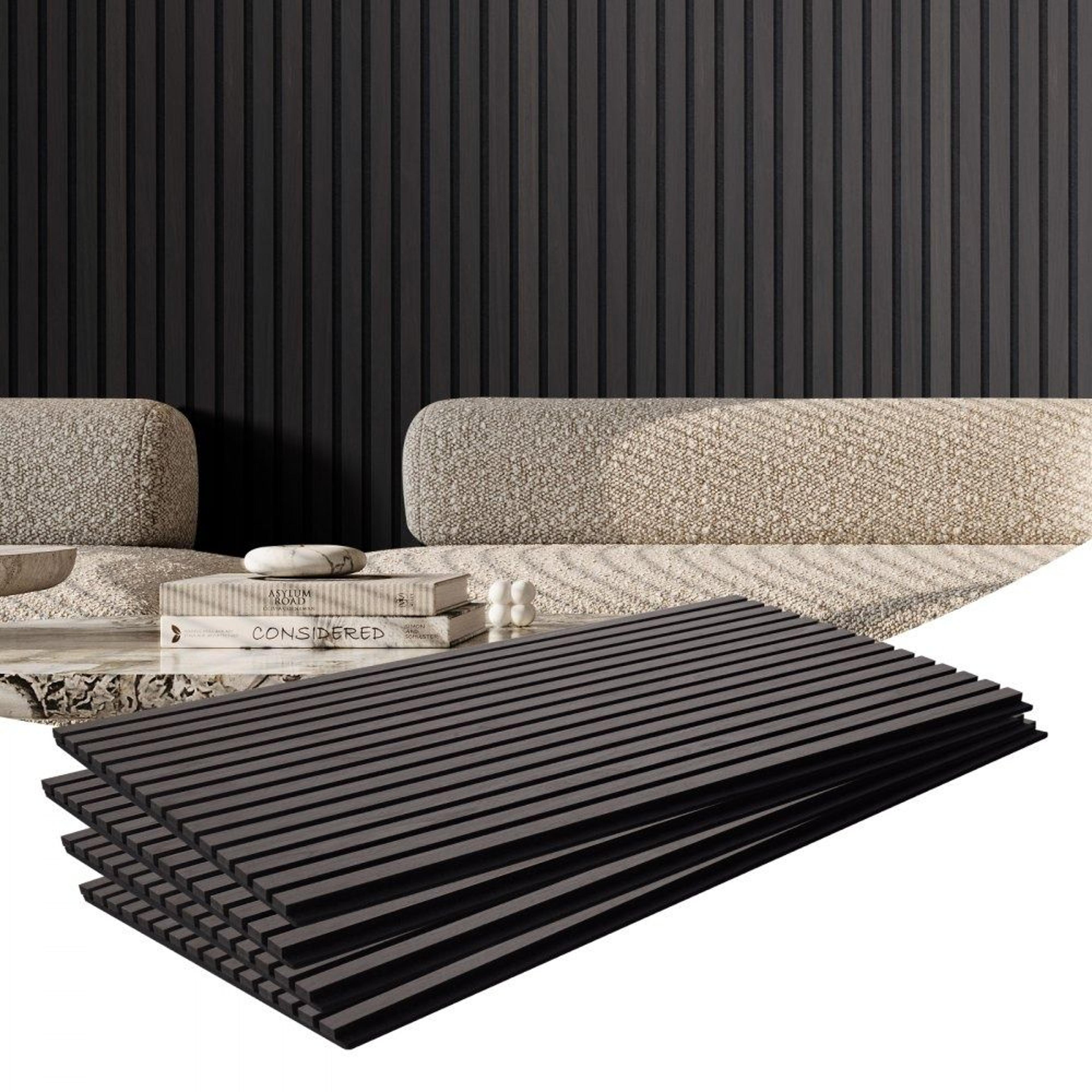 wood slat acoustic wall panels 23.6 x 47.2 inch black oak mdf 4 piece set