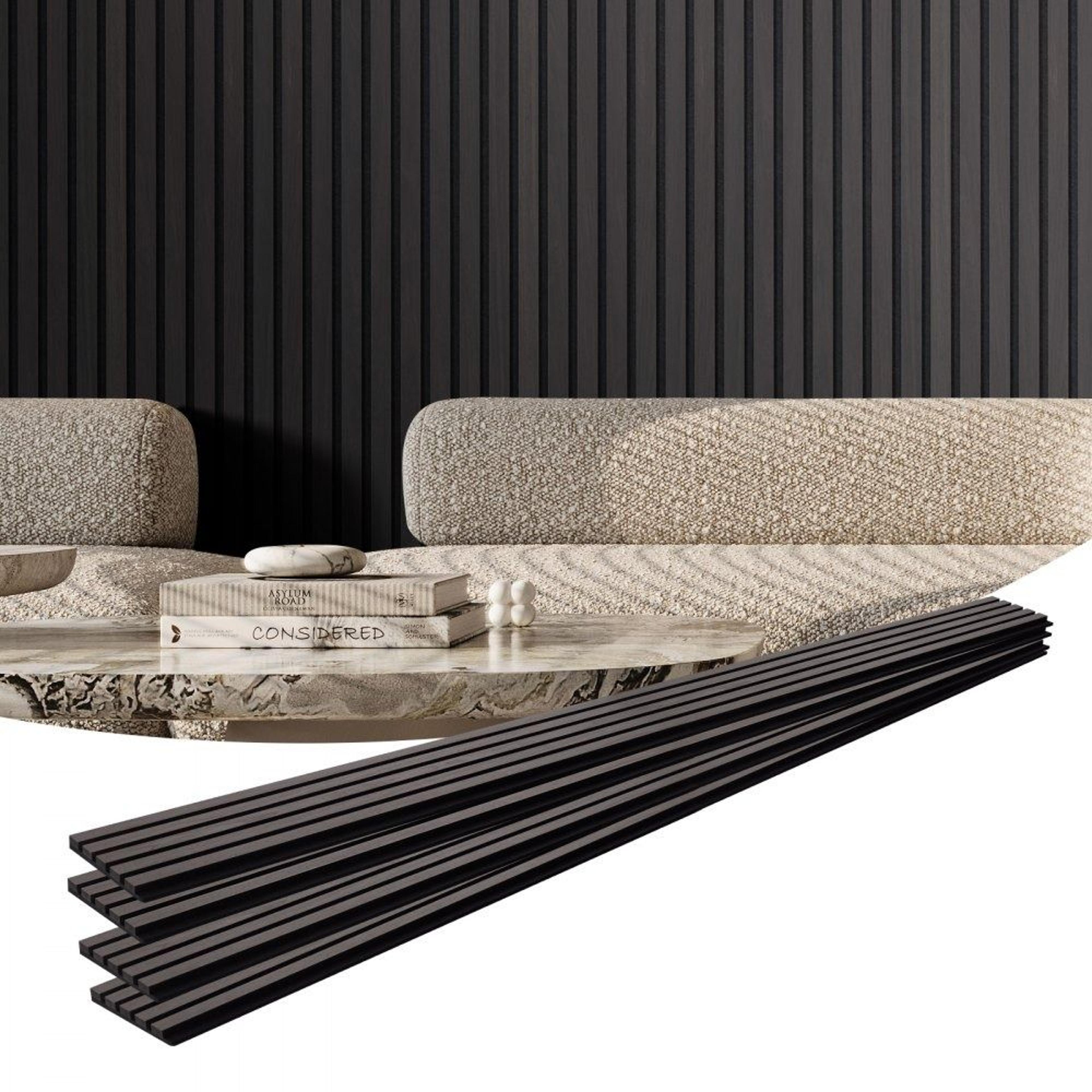 wood slat acoustic wall panels 94.5 inch black oak mdf noise reducing wall decor