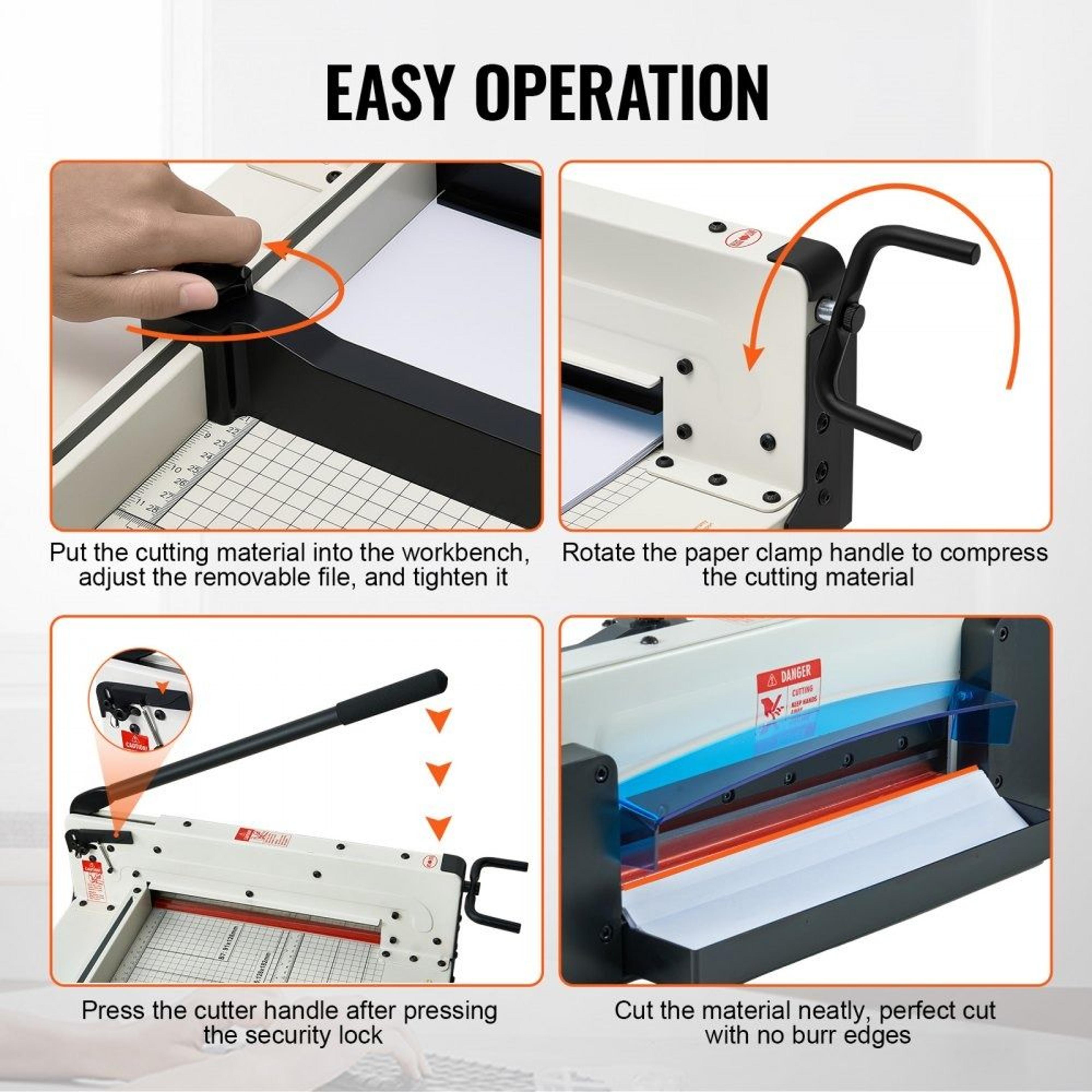 12 Inch Heavy Duty Guillotine Paper Cutter 400 Sheet Capacity Steel Stack Paper Trimmer 3