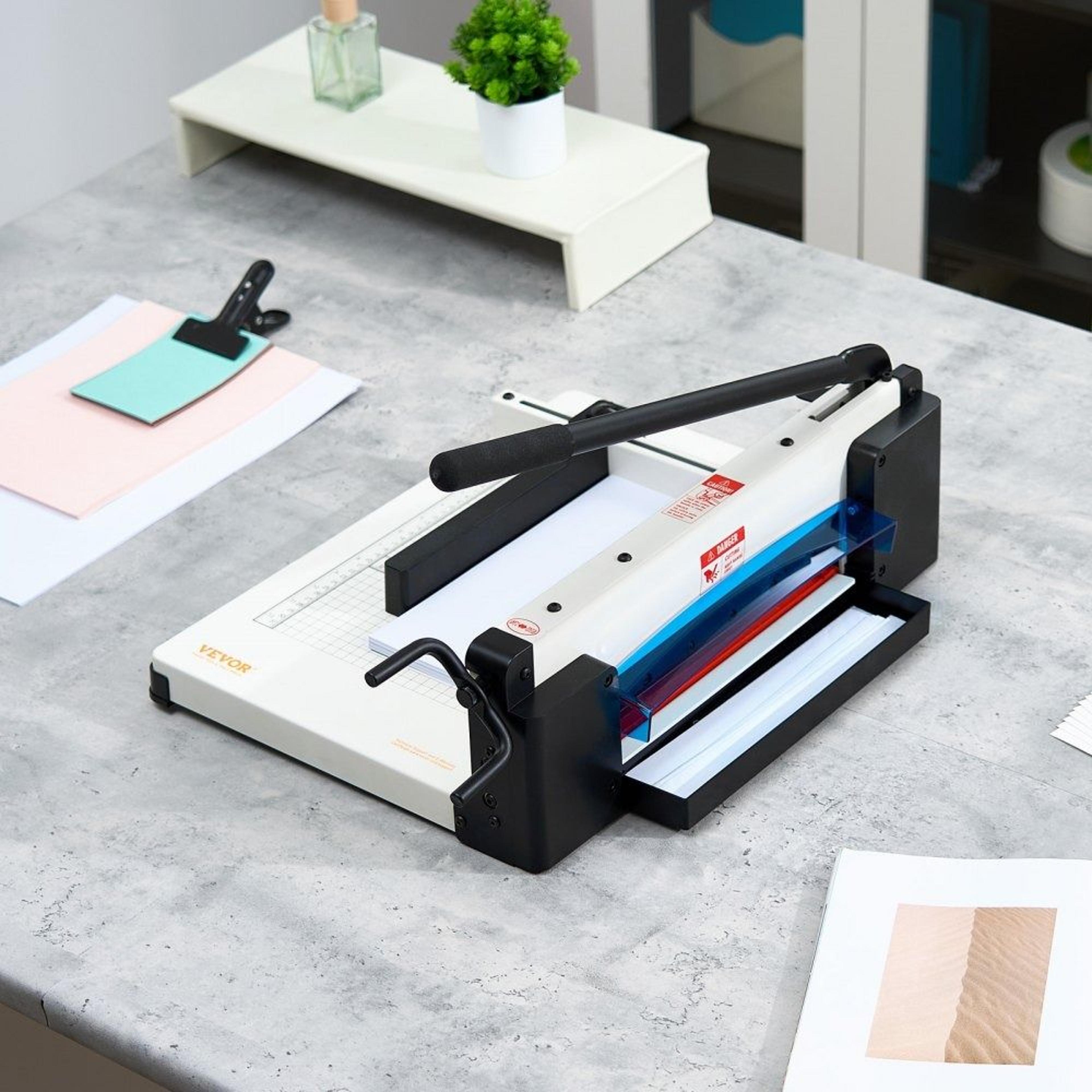 12 Inch Heavy Duty Guillotine Paper Cutter 400 Sheet Capacity Steel Stack Paper Trimmer 6