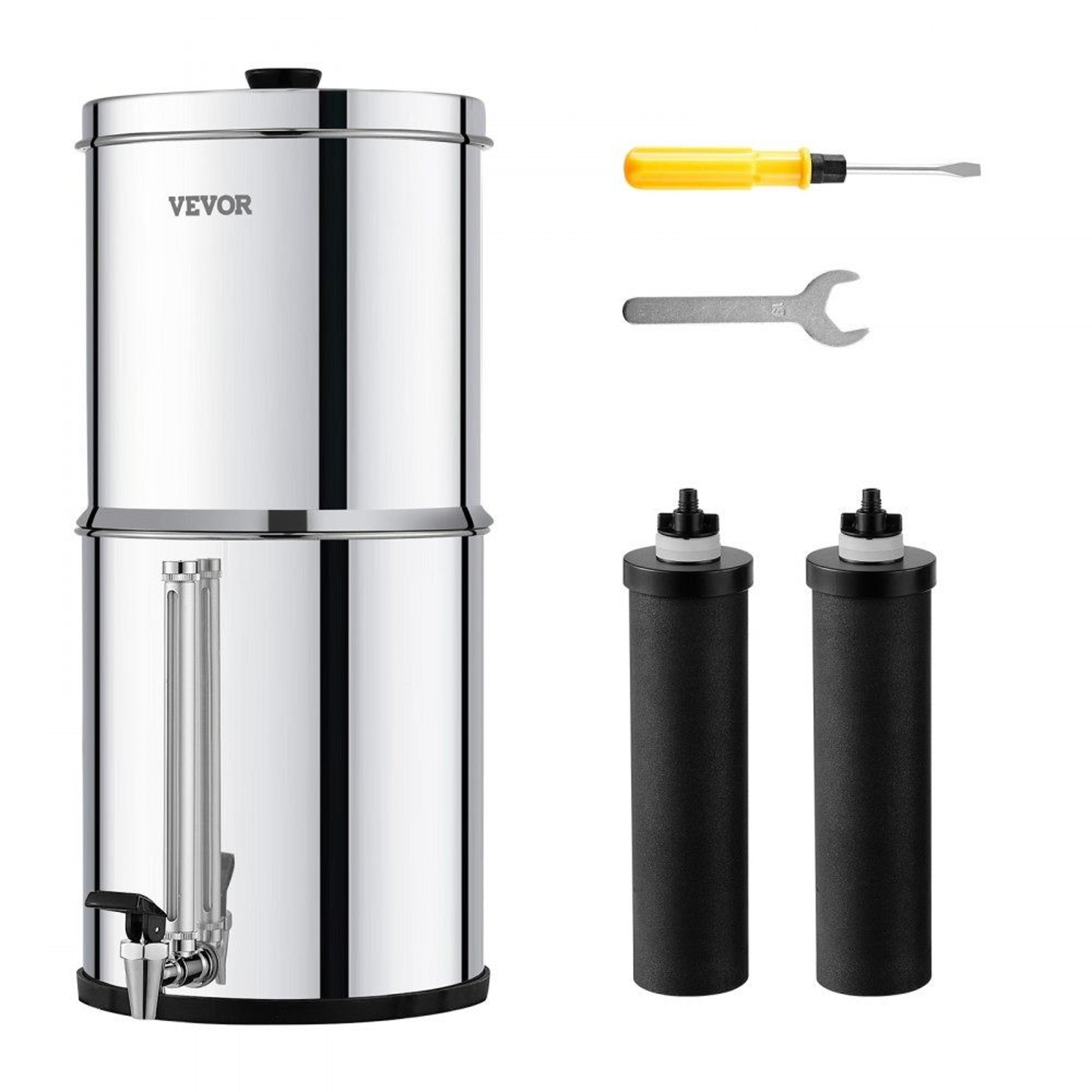 gravity fed water filter system 2.25 gallon 304 stainless steel countertop water filtration system