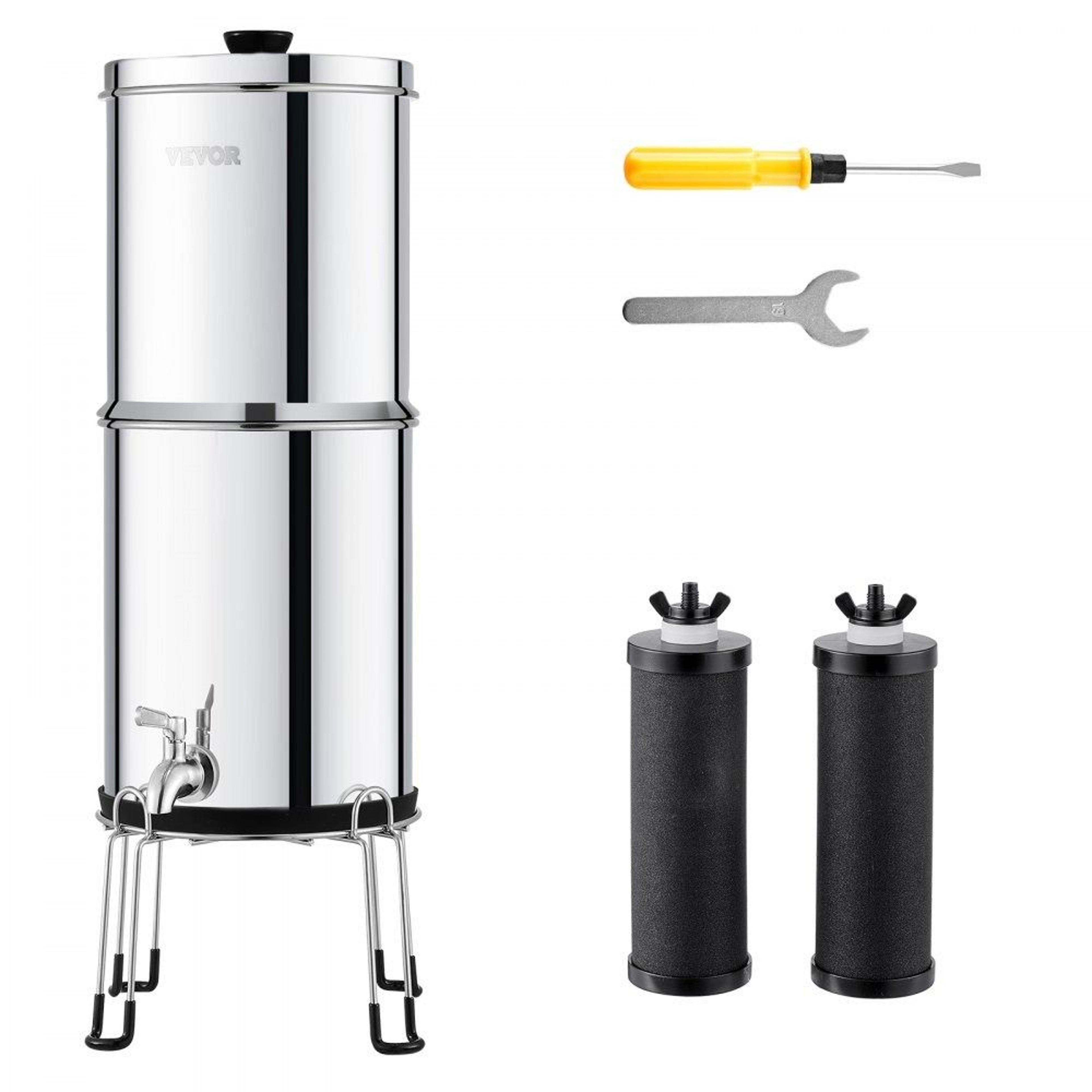 gravity-fed water filter system 2.25 gallon stainless steel countertop water filtration system