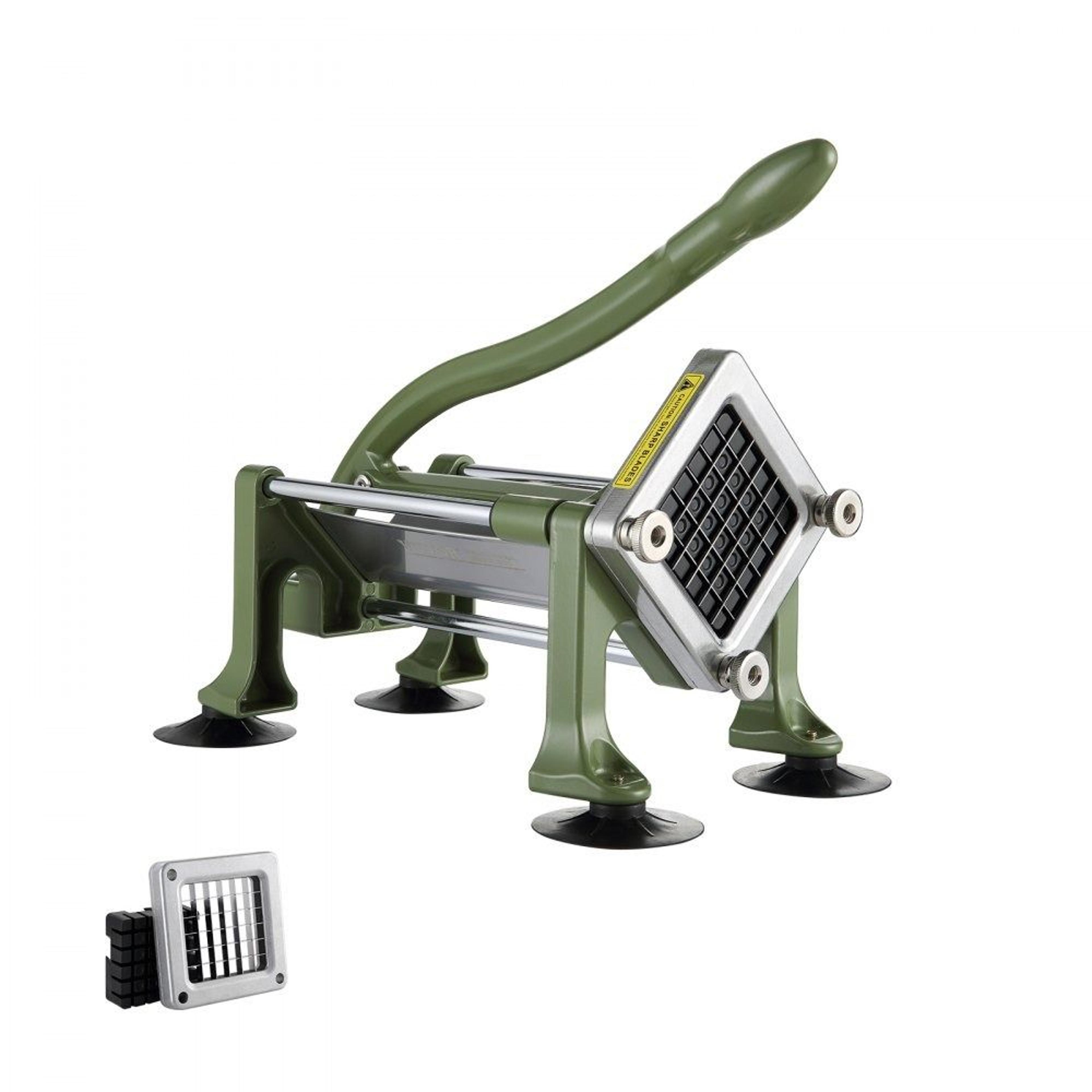french fry cutter with 1/2-inch stainless steel blade and suction cups
