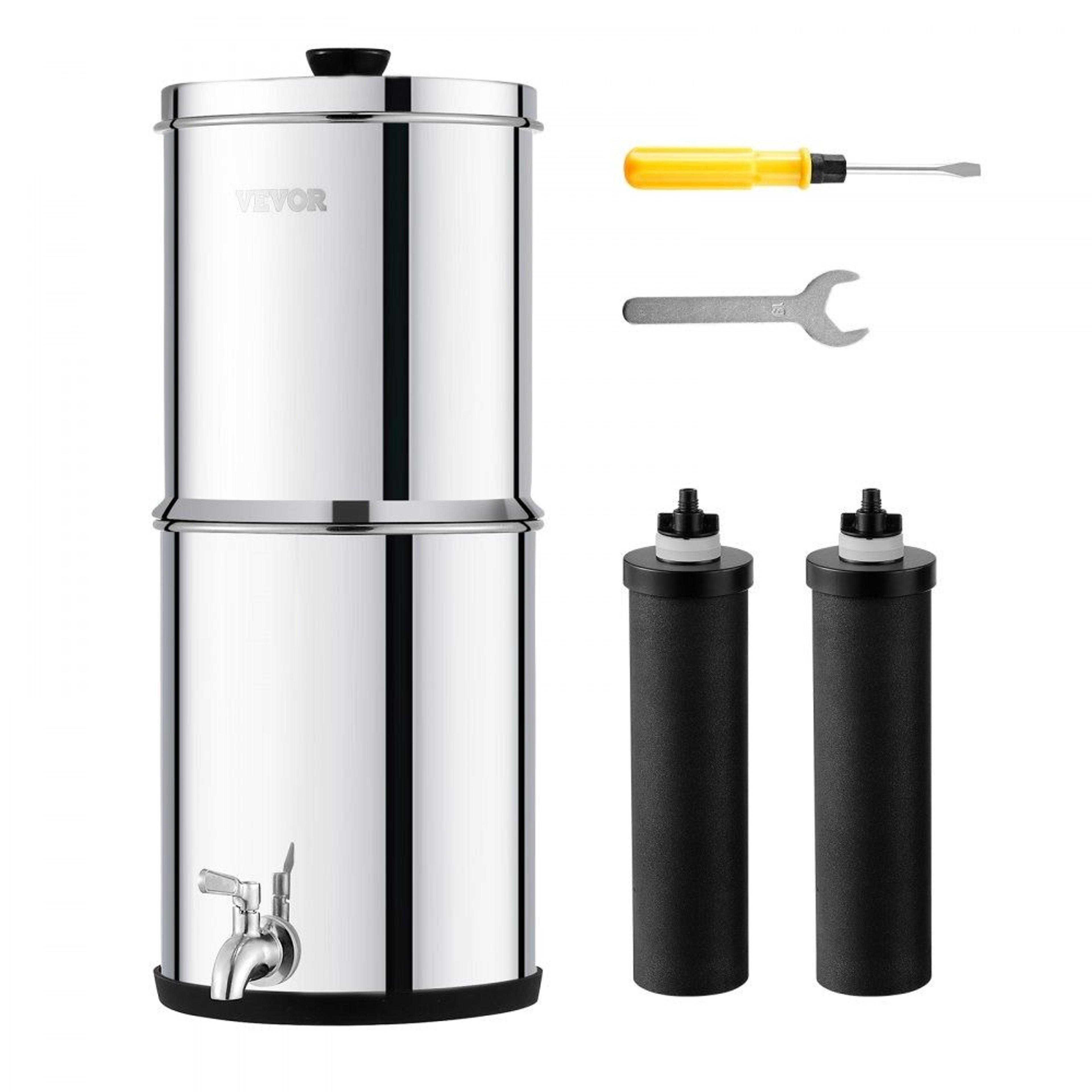 gravity-fed water filter system 1.45 gallon 304 stainless steel countertop water filtration system