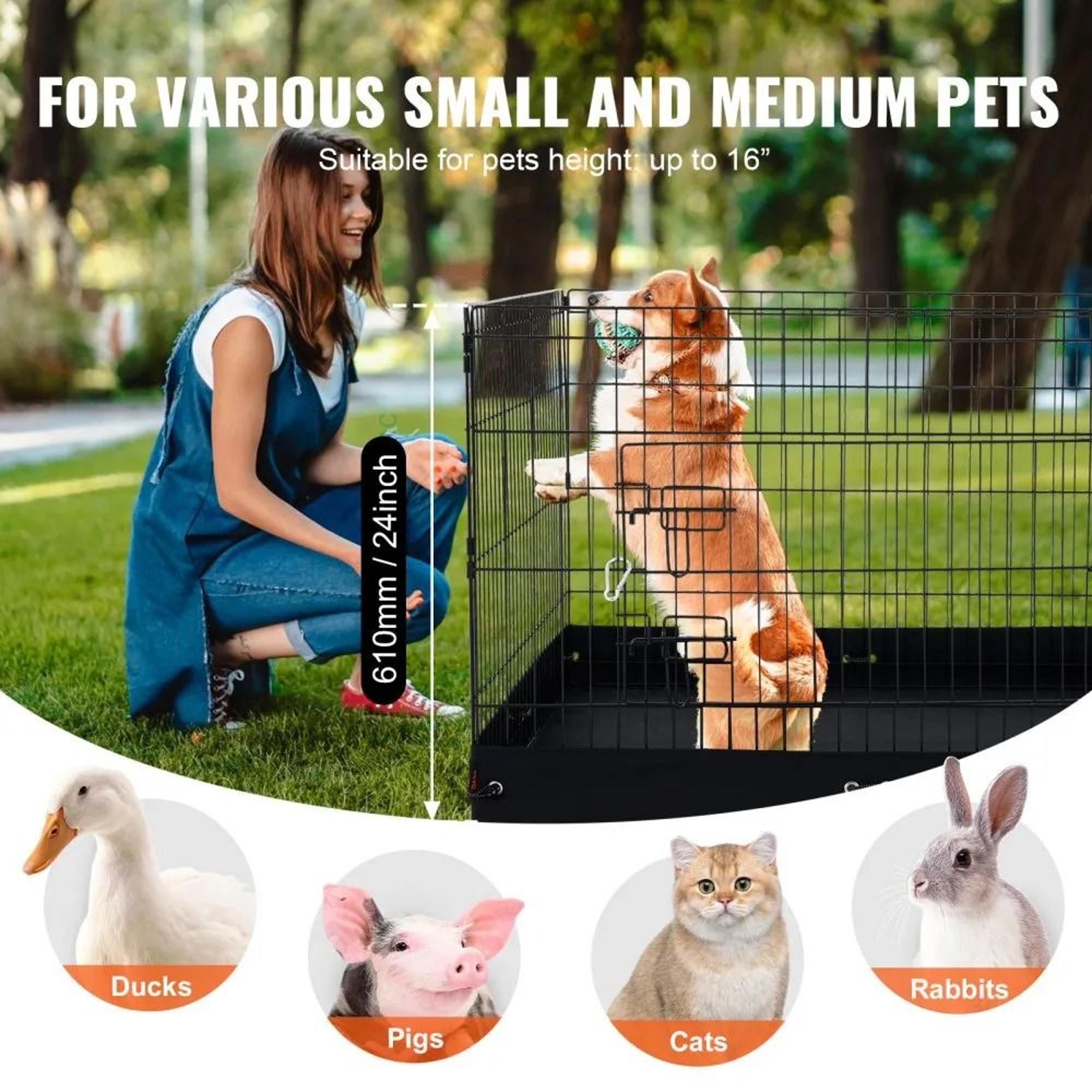 Foldable Metal Dog Playpen With 600D Oxford Fabric Bottom Pad 24 X 36 X 36 In 2