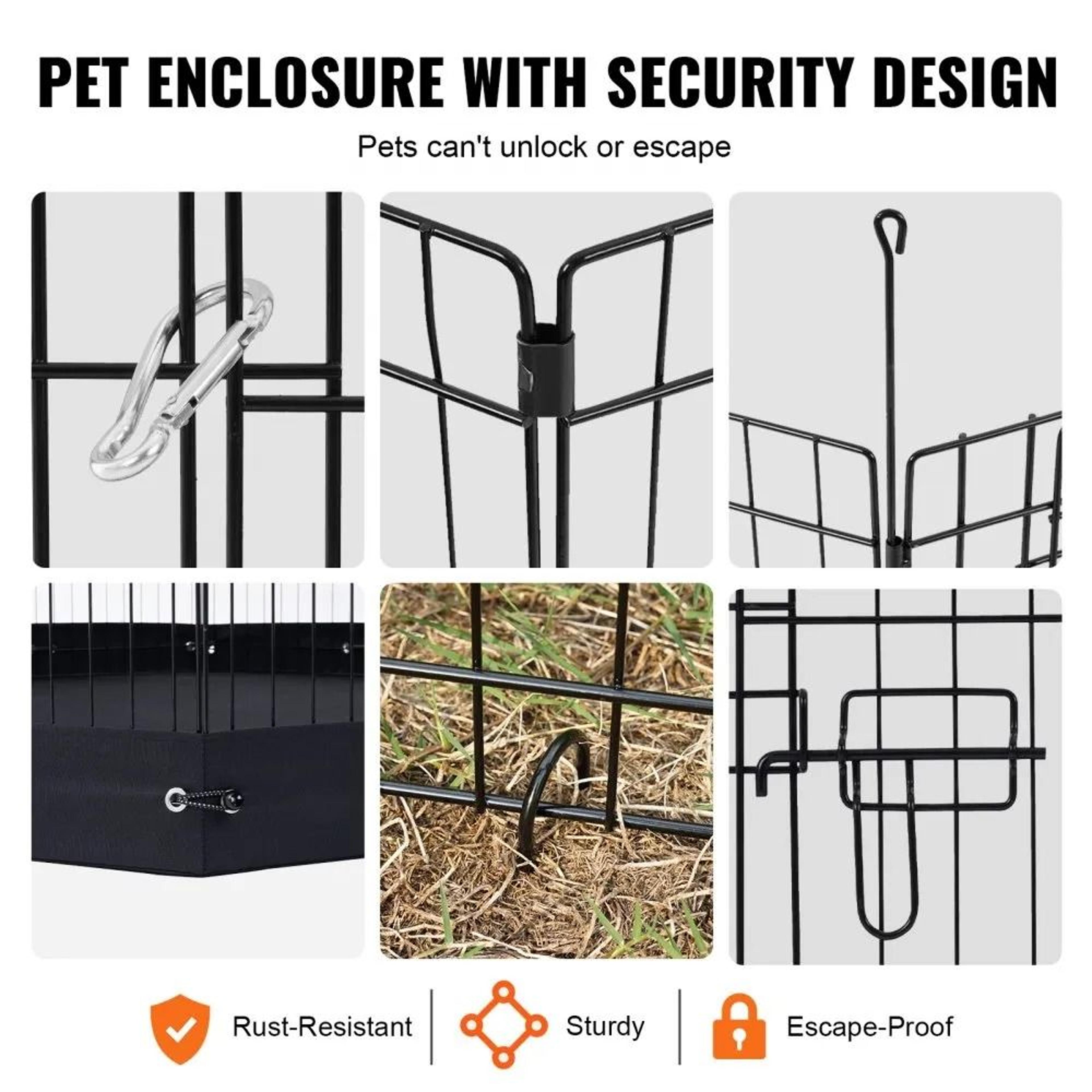 Foldable Metal Dog Playpen With 600D Oxford Fabric Bottom Pad 24 X 36 X 36 In 4