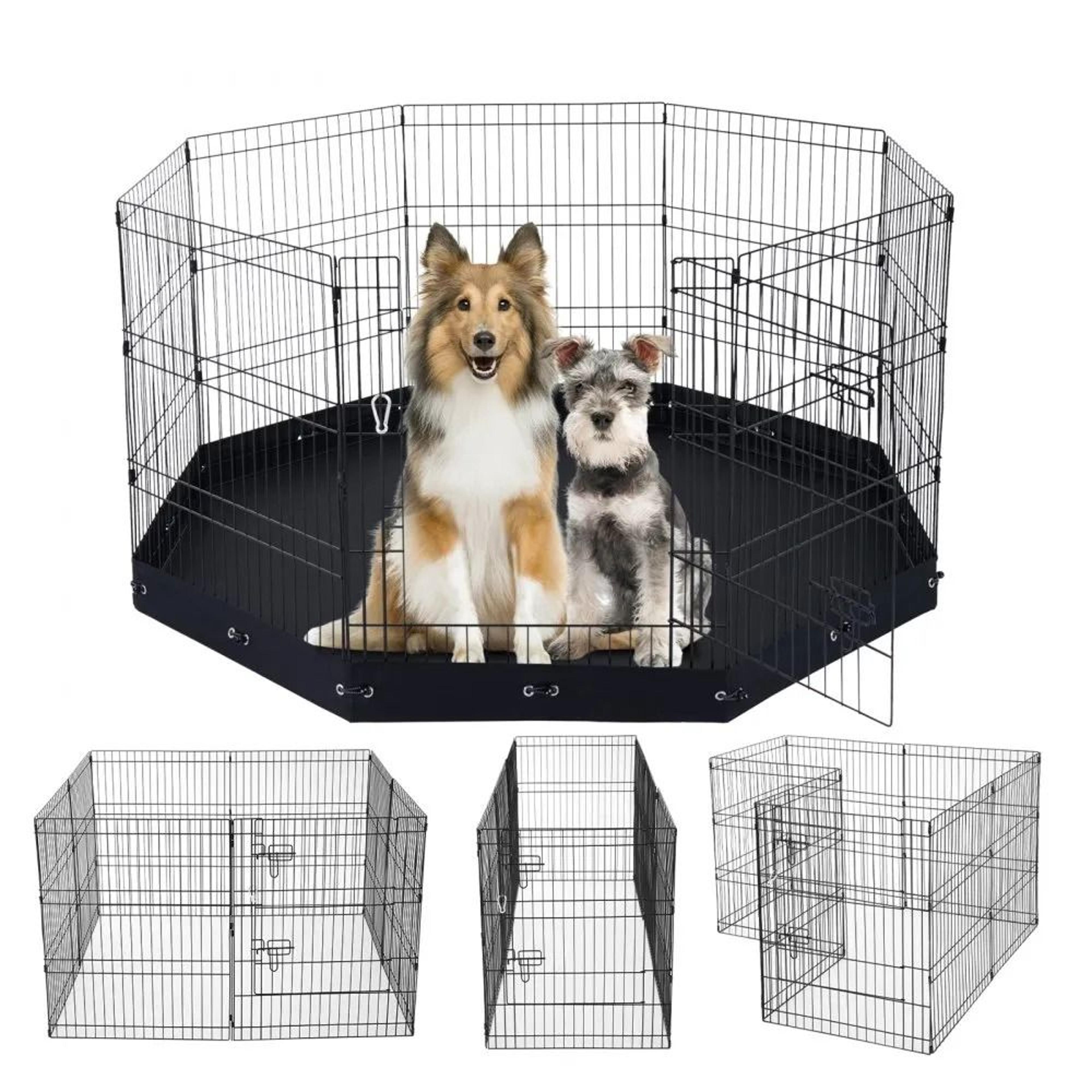dog playpen 30 inch foldable metal exercise pen with door and oxford fabric mat