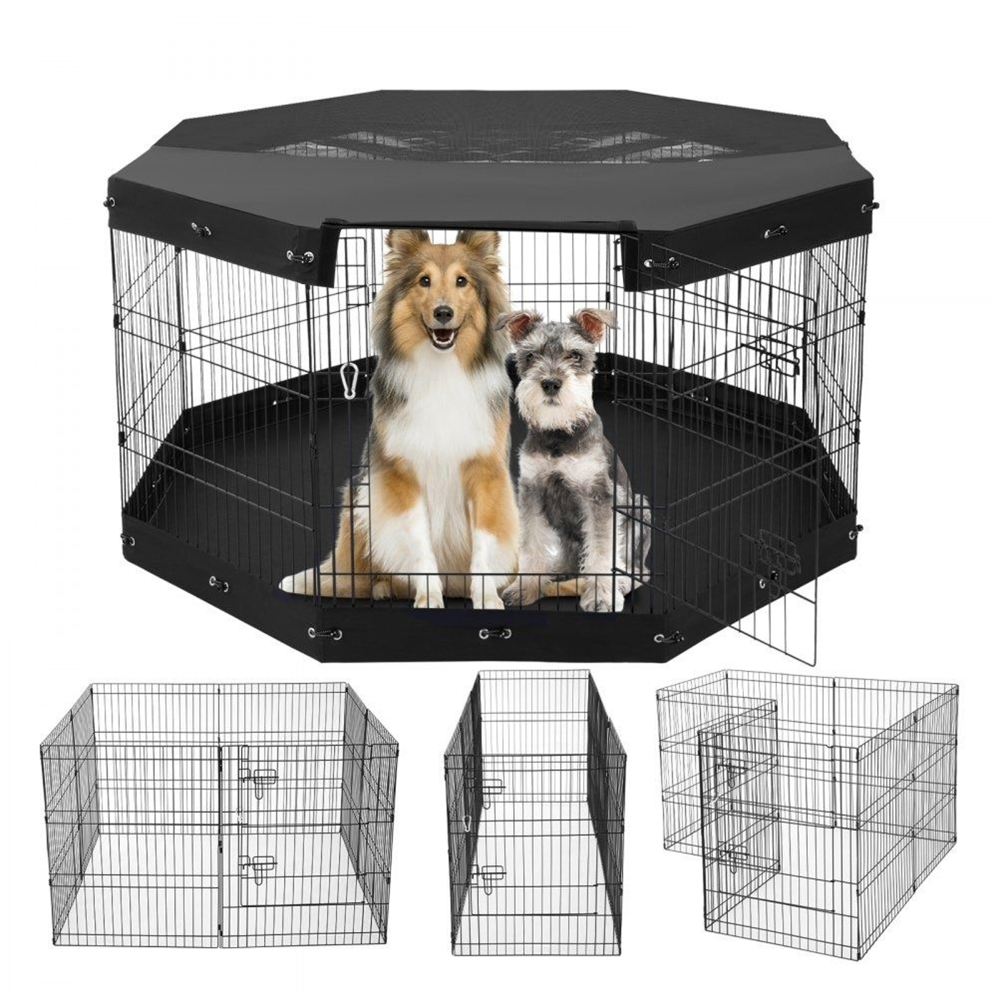 dog playpen 30 inch foldable metal pet exercise pen with door top cover and bottom pad
