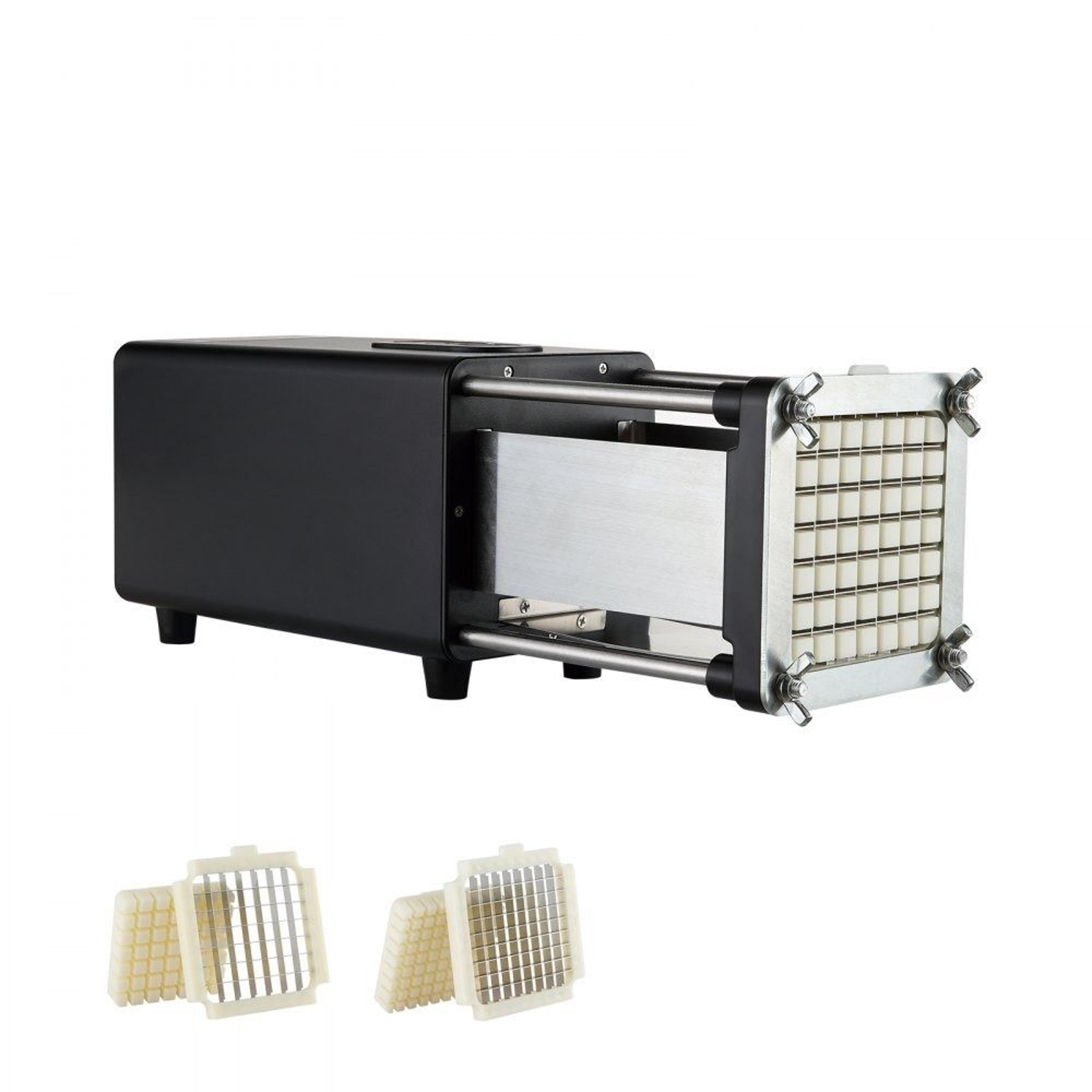 electric french fry cutter with stainless steel blades and anti-slip feet