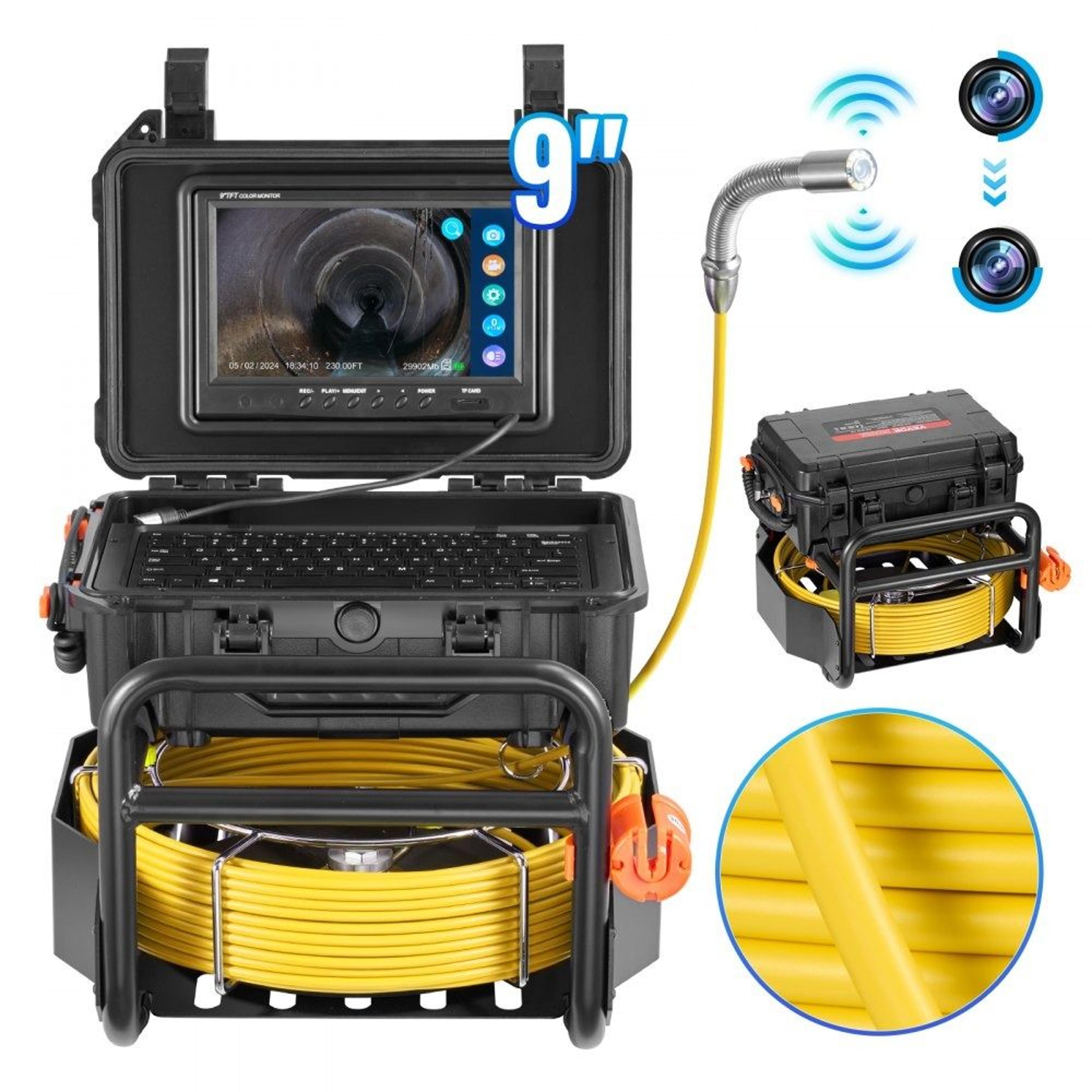 sewer camera 230 ft self leveling drain camera with 512hz transmitter 1080p hd screen