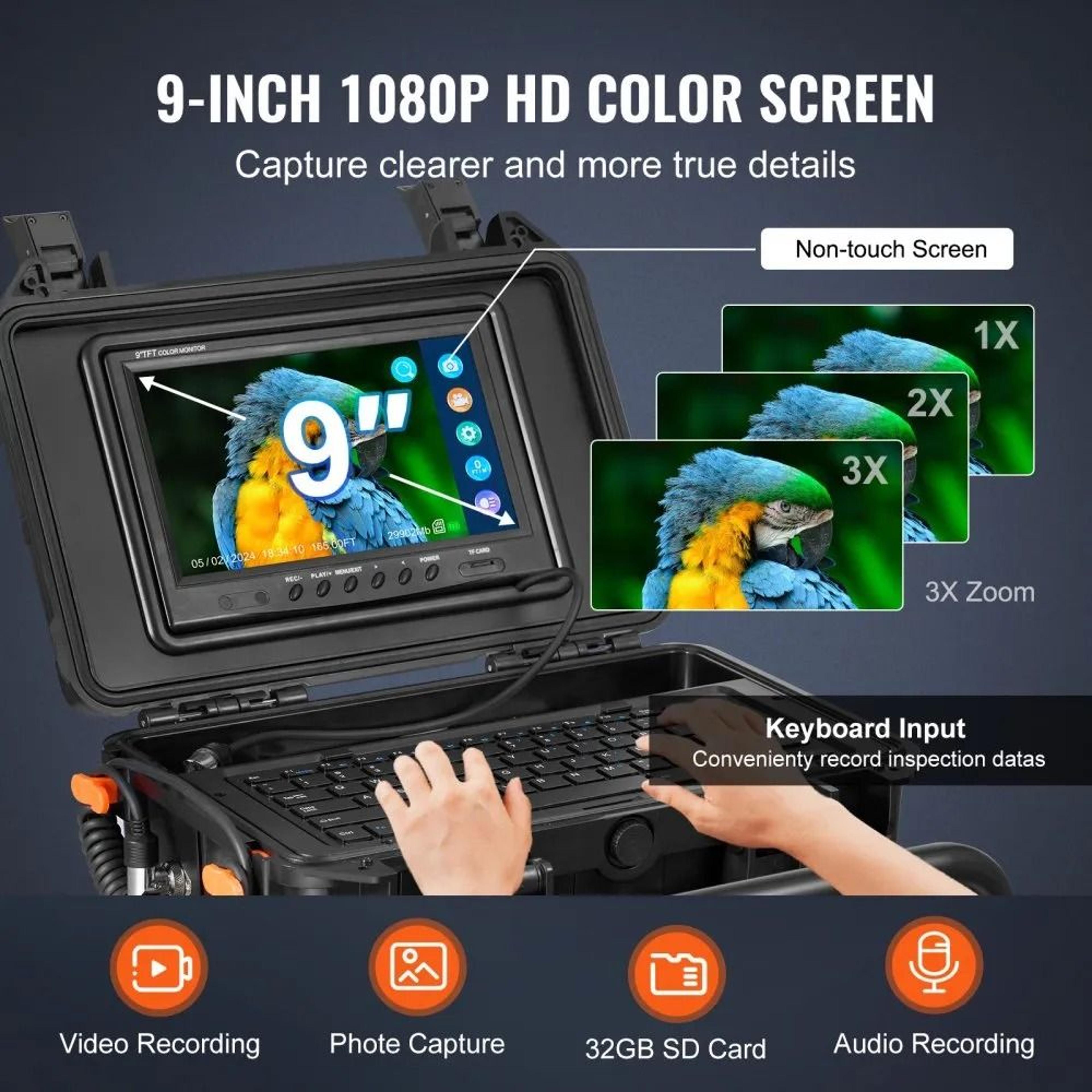Sewer Camera 230 Ft Self Leveling Drain Camera With 512Hz Transmitter 1080P HD Screen 4