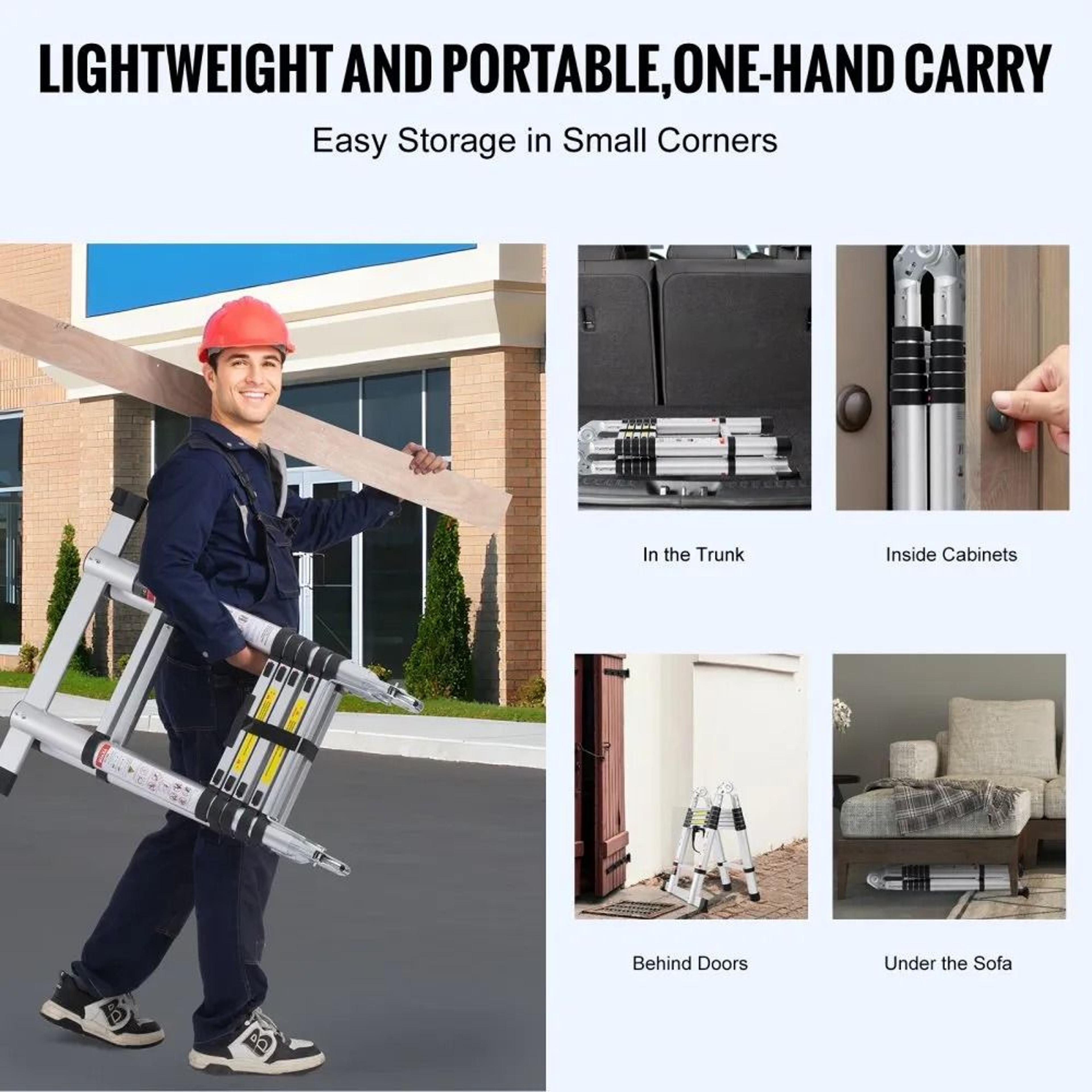 125 Ft Telescoping Ladder Lightweight Aluminum MultiButton Retraction Collapsible Extension Ladder 2
