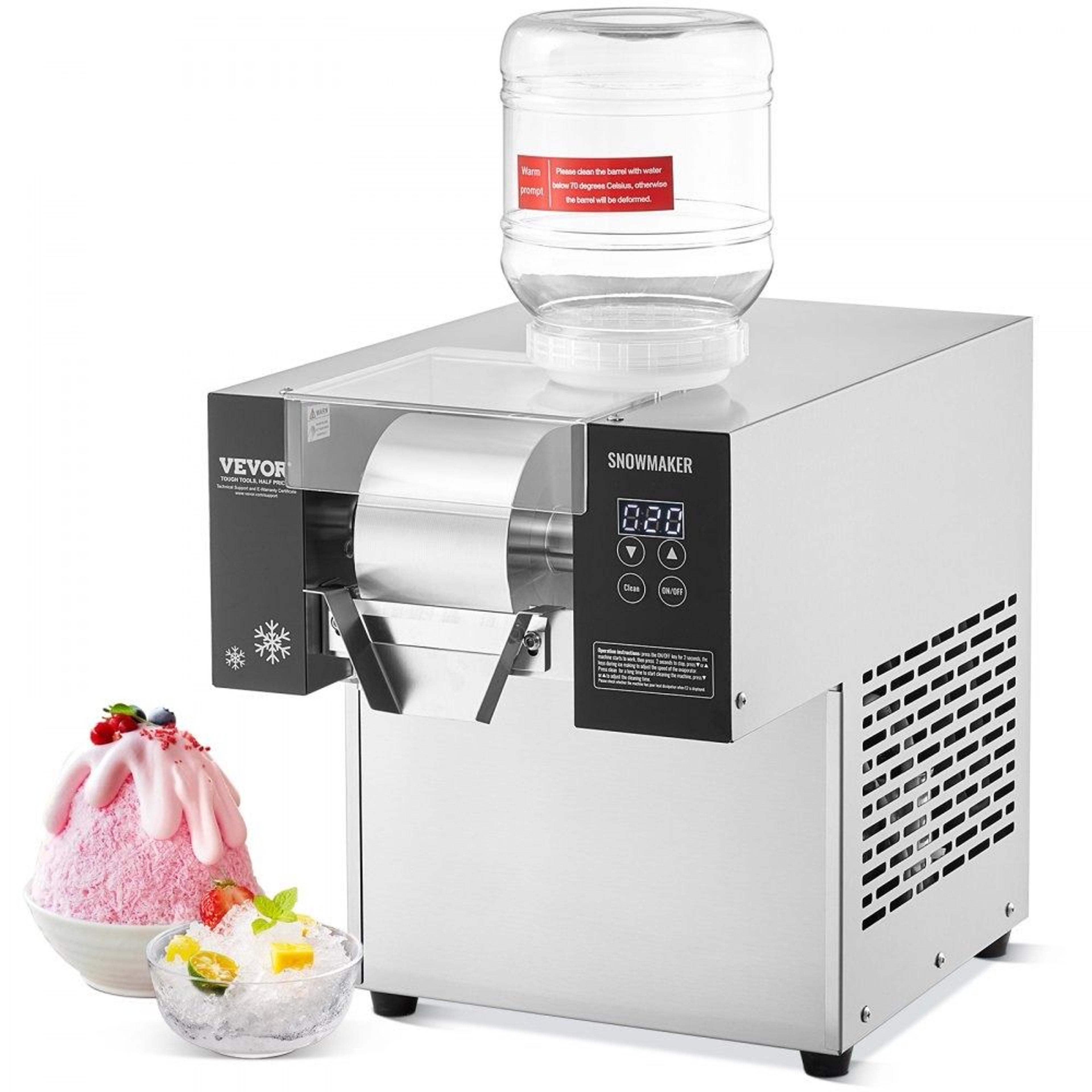 Commercial Snowflake Ice Machine 375LBS 24H Stainless Steel Electric Snow Cone Maker 6