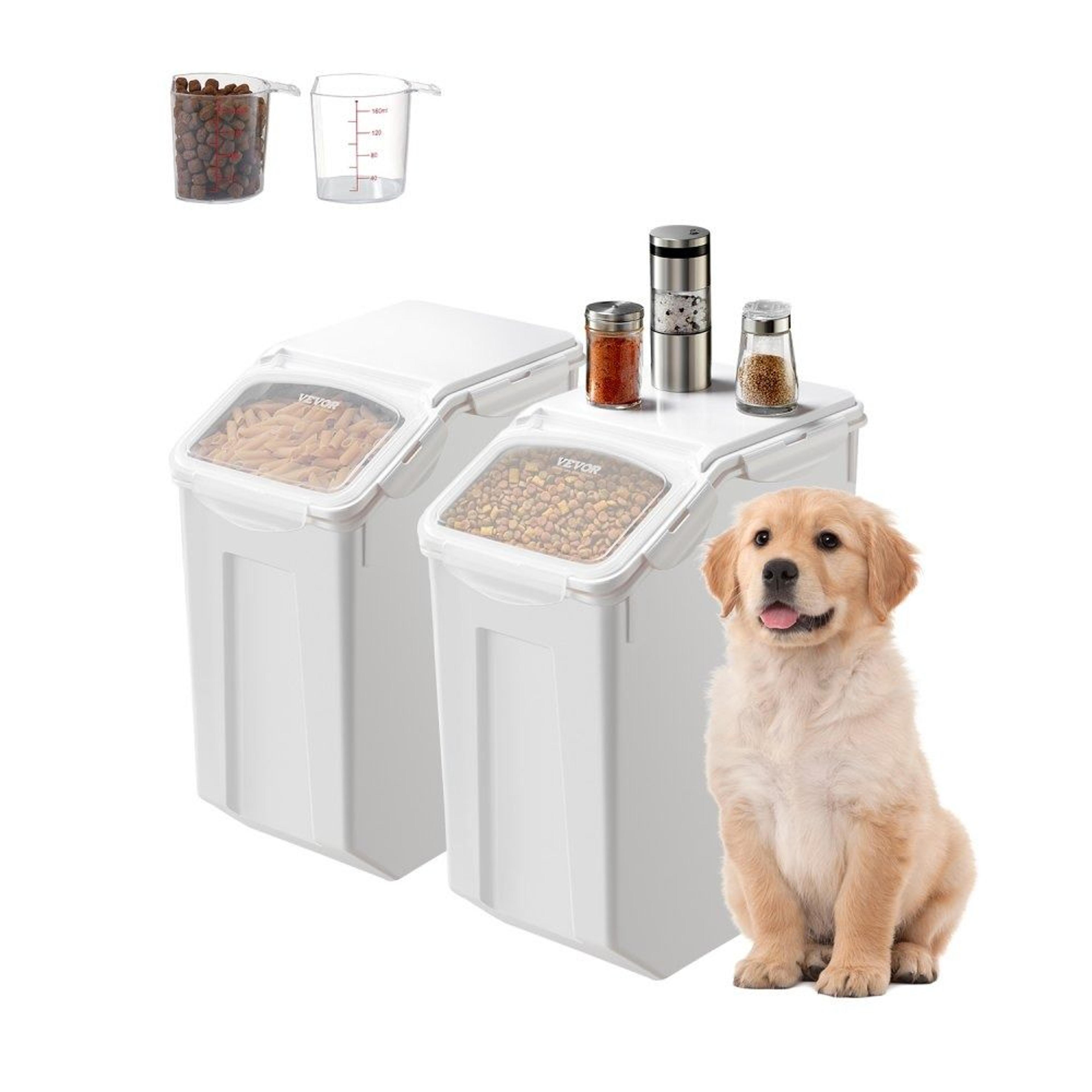 2 pack 20l airtight rice storage container and large pet food dispenser bin with wheels