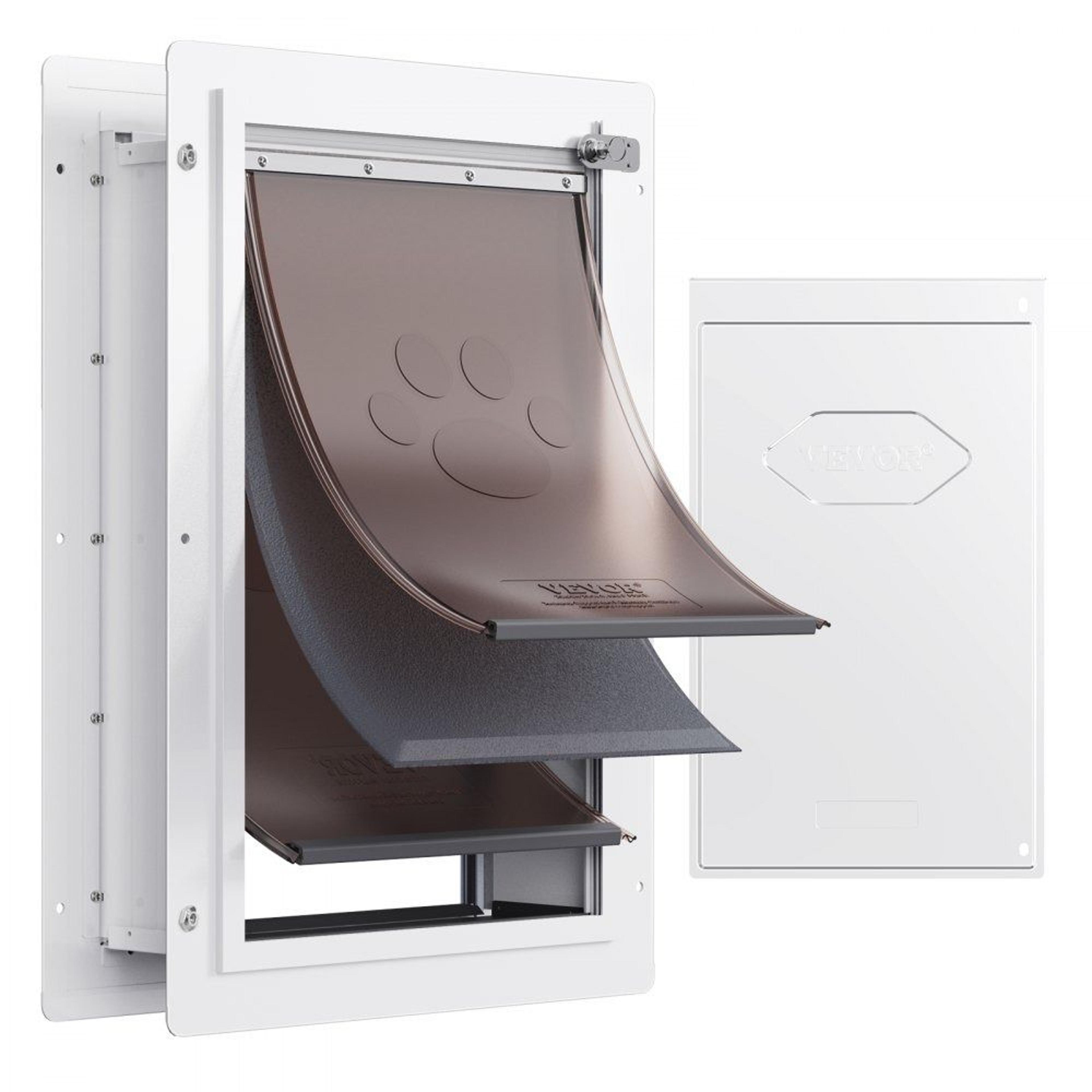weatherproof pet door large metal frame with locking doggy door and 3 flap system white