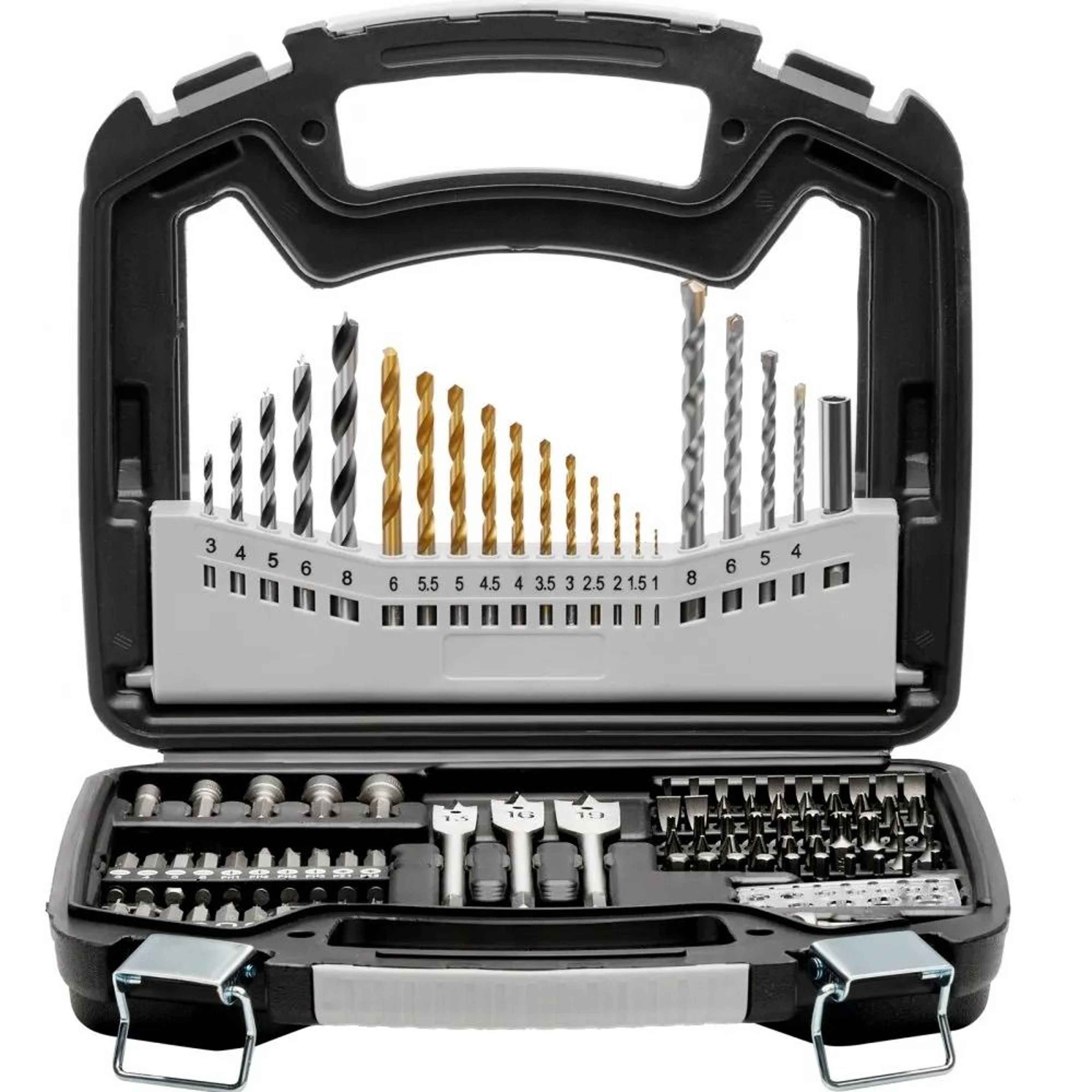 101 piece drill and screwdriver bit set with storage case