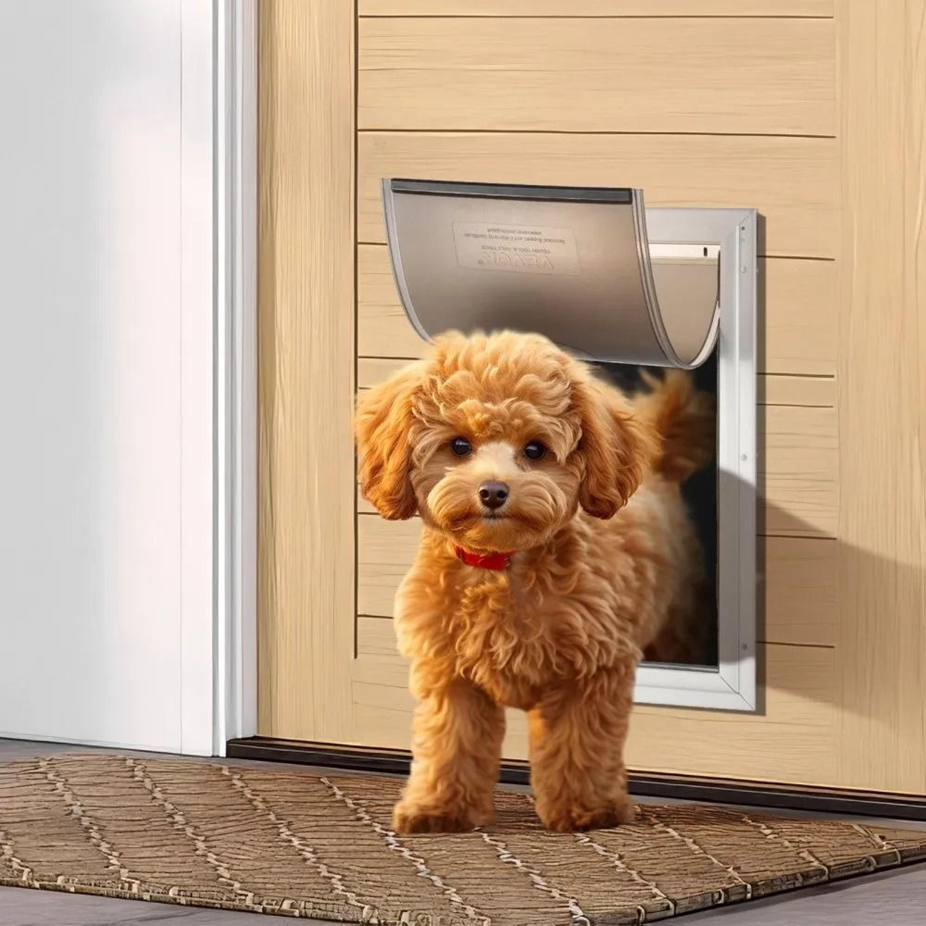 Weatherproof Small Aluminum Pet Door With Lock And Magnetic Flap 6