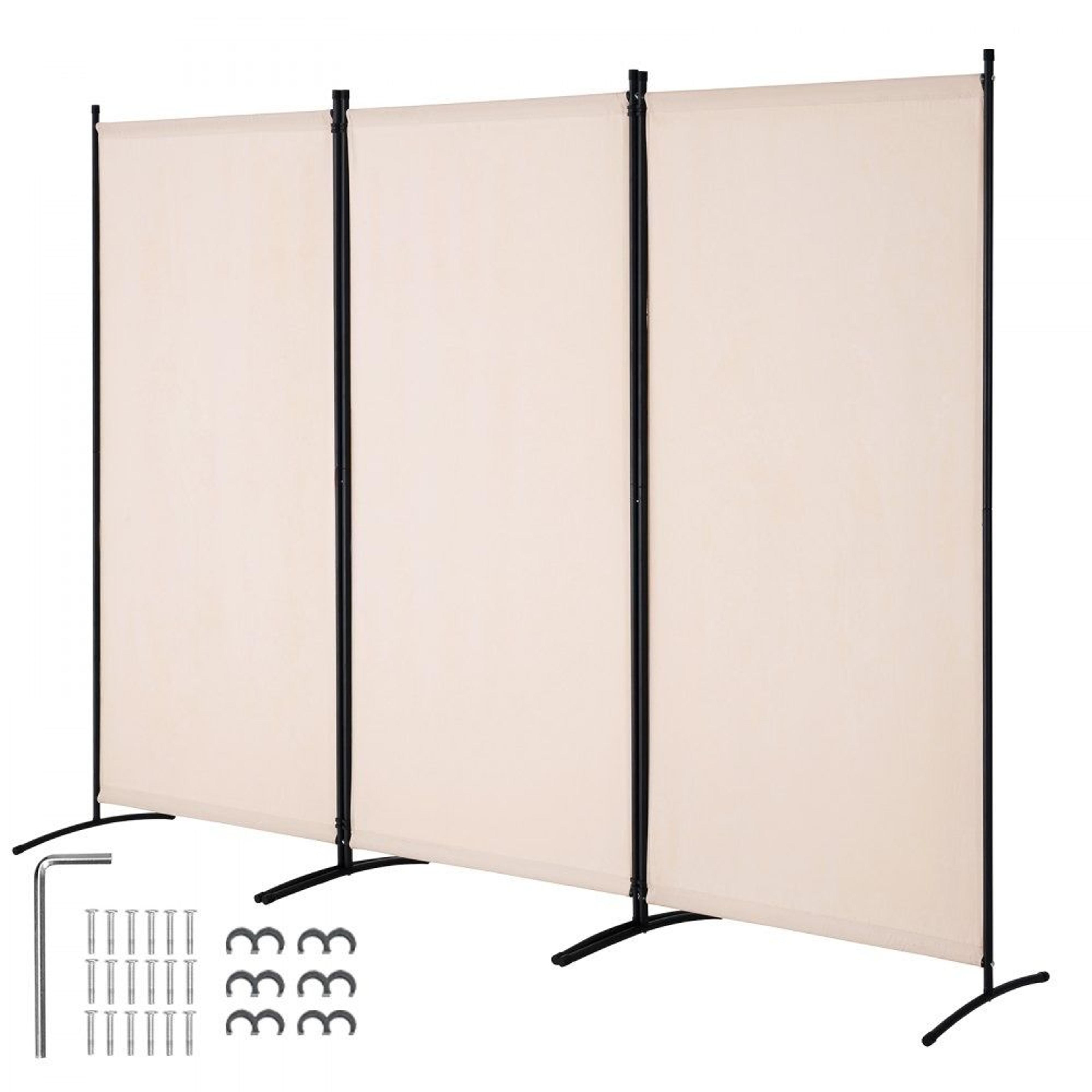 beige 3 panel room divider folding privacy screen portable partition for home office