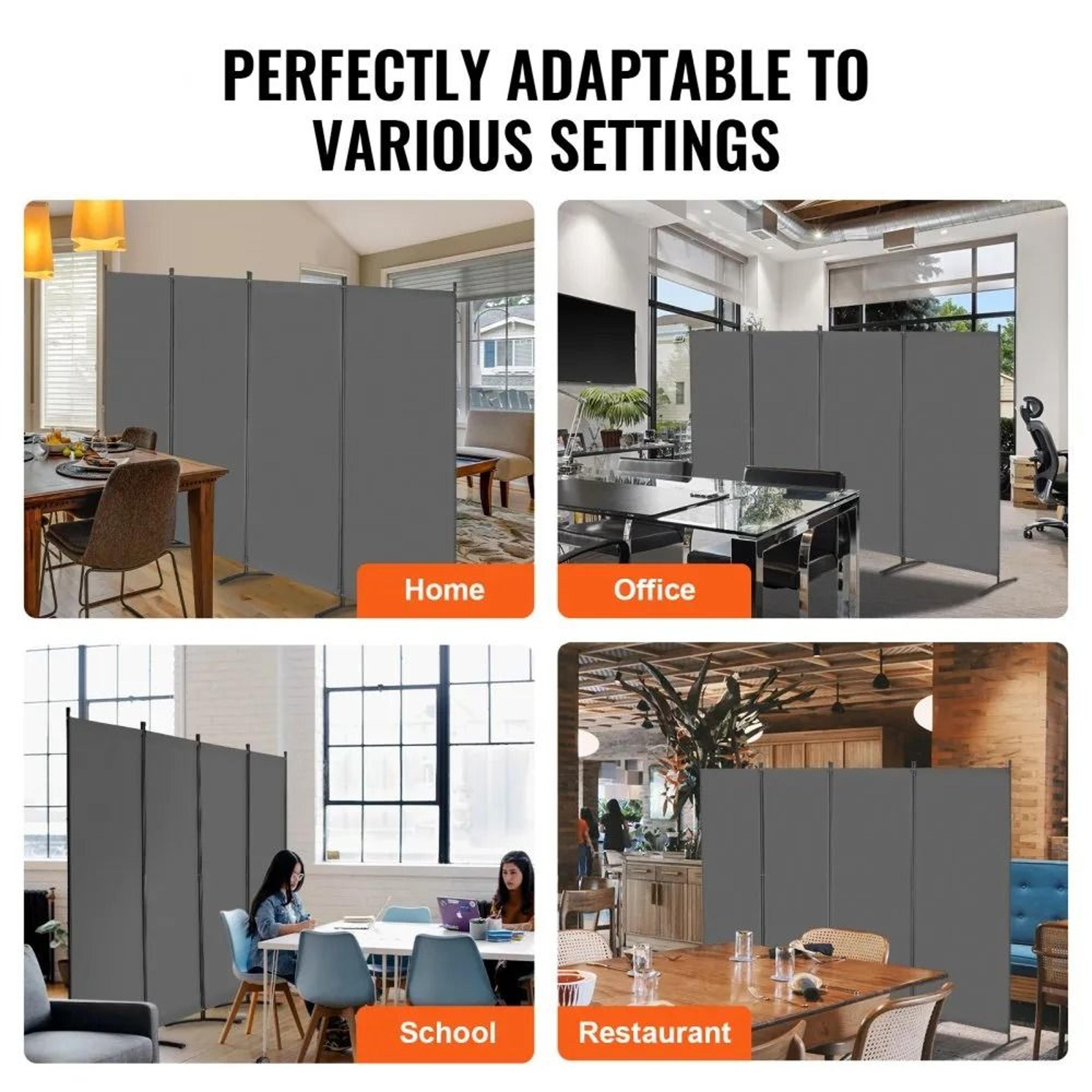 4 Panel Folding Room Divider Waterproof Oxford Fabric Freestanding Privacy Screen Gray 2