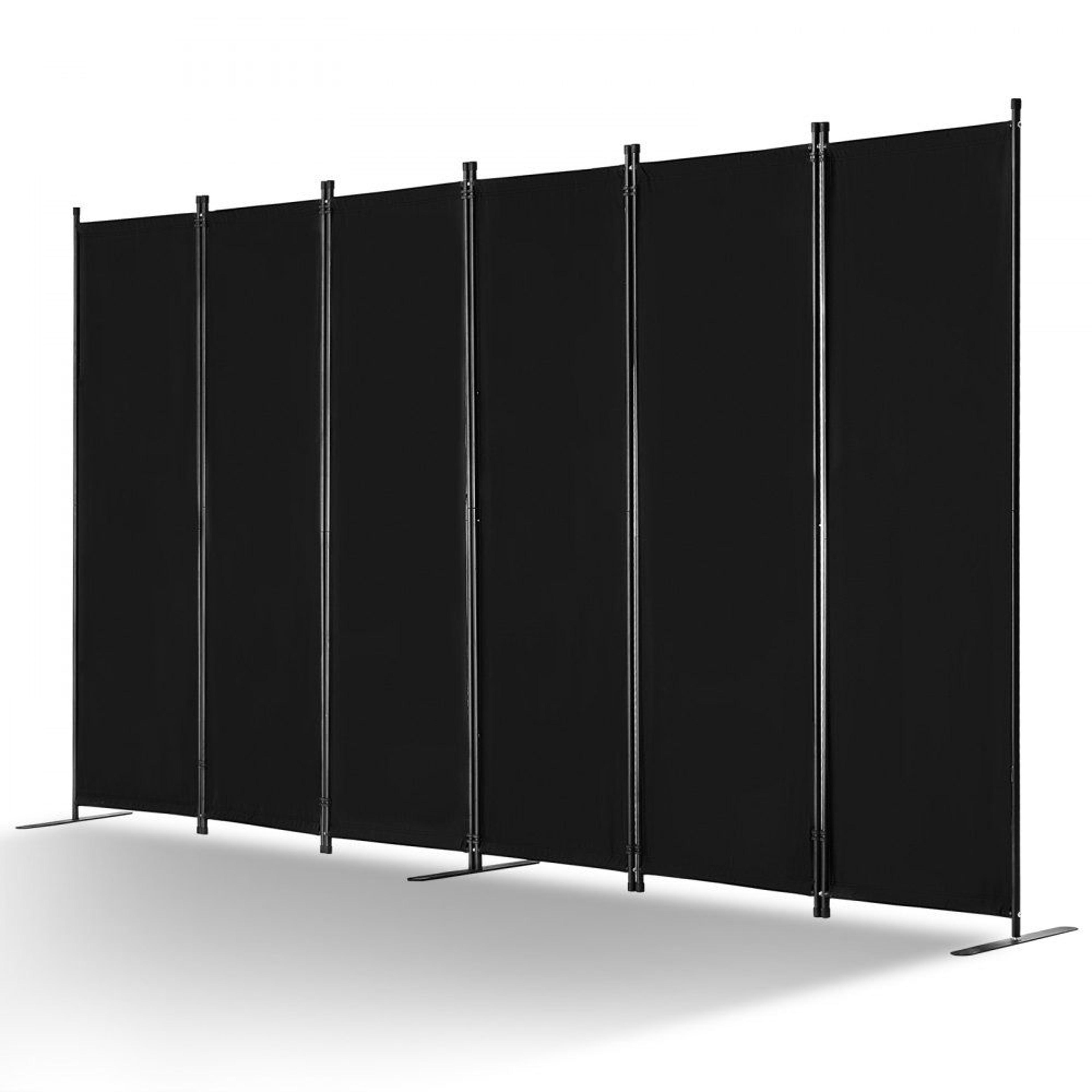 6 panel room divider folding fabric privacy screen freestanding portable room partition for home and office black