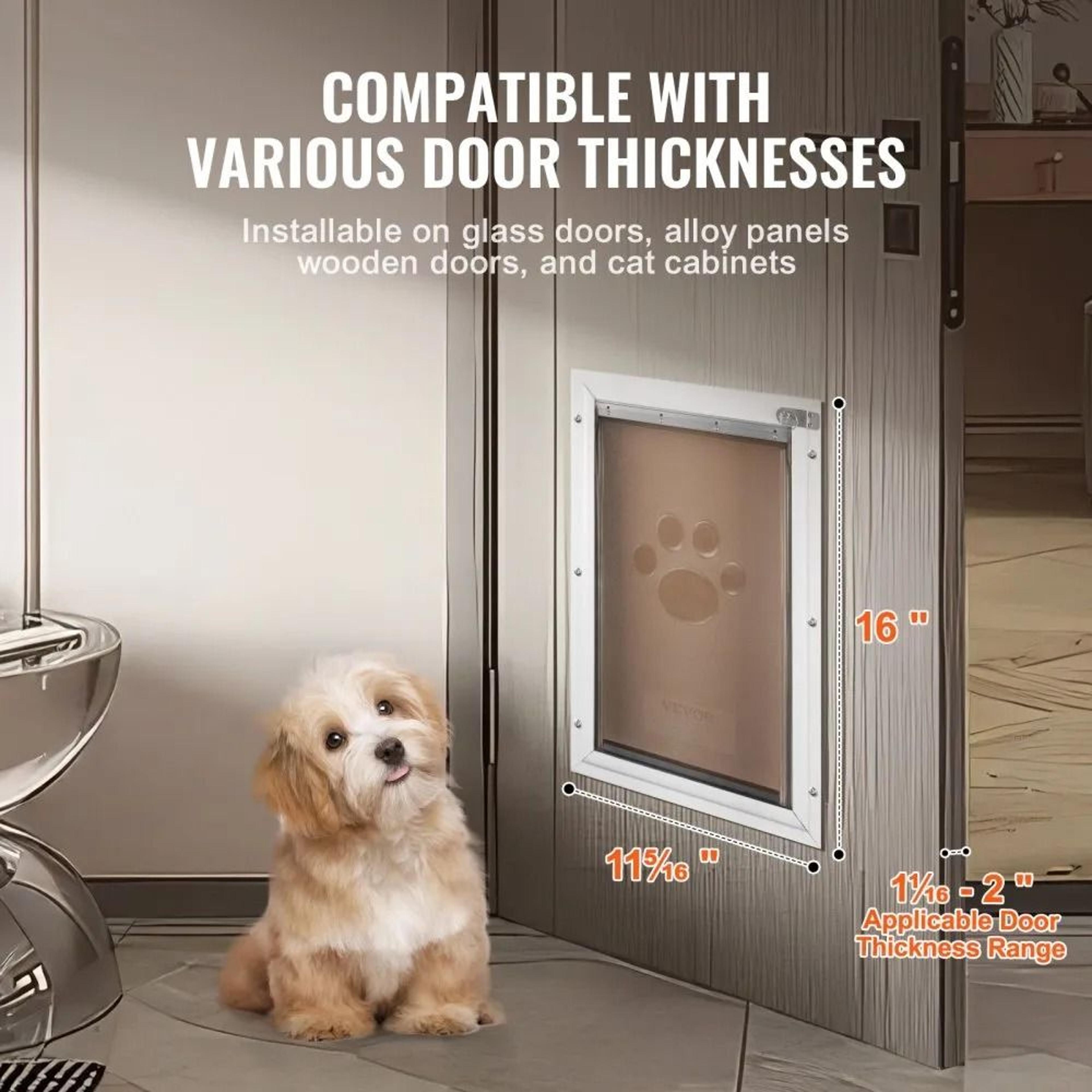 Aluminum Frame Pet Door With Lock And Weatherproof Flap For Interior And Exterior Doors 5
