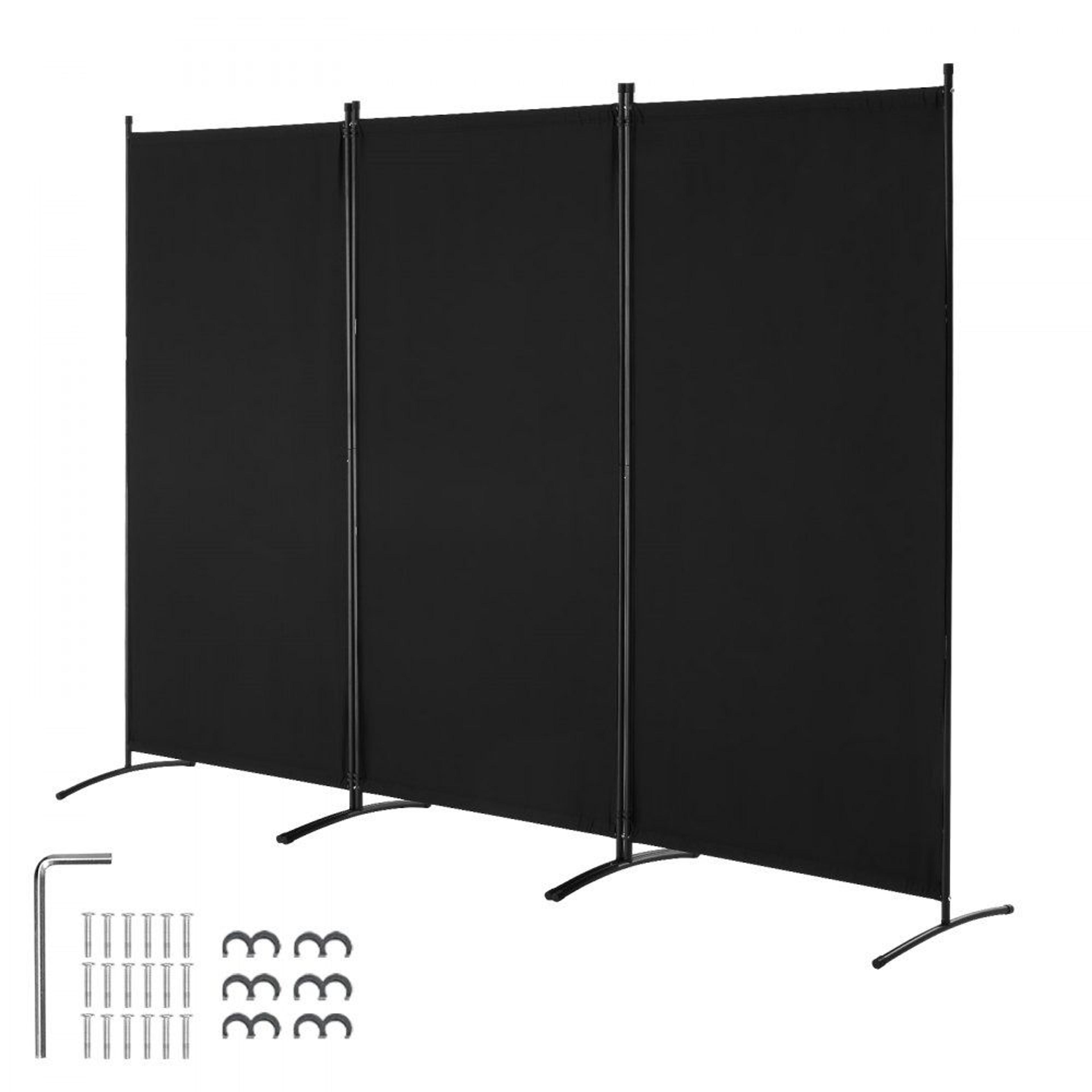 3 panel room divider folding privacy screen and portable partition divider for office and home black
