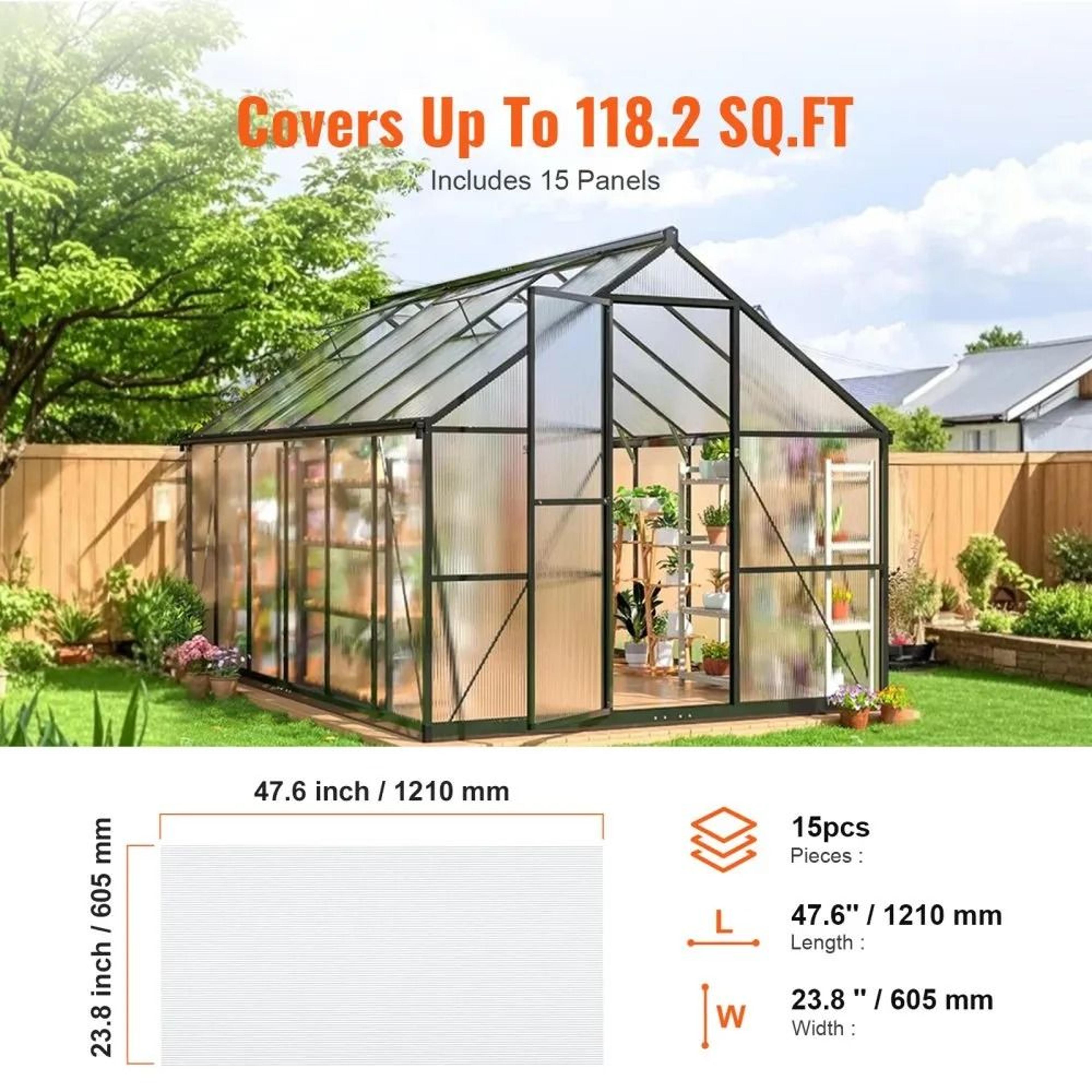 15 Pack Clear Polycarbonate Greenhouse Panels 2 X 4 Ft Impact Resistant Roofing Sheets 5