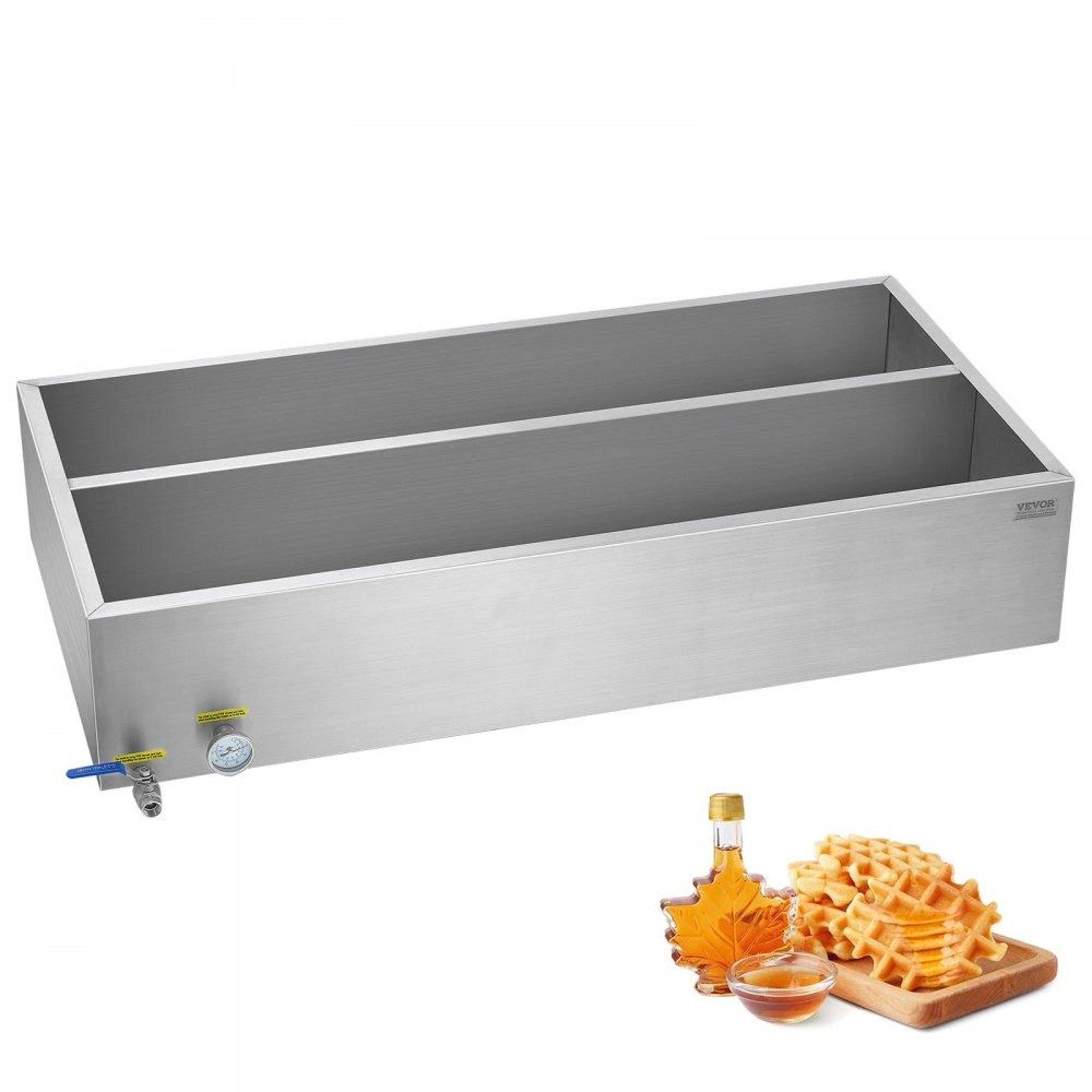 47 gallon stainless steel maple syrup evaporator pan with thermometer and valve