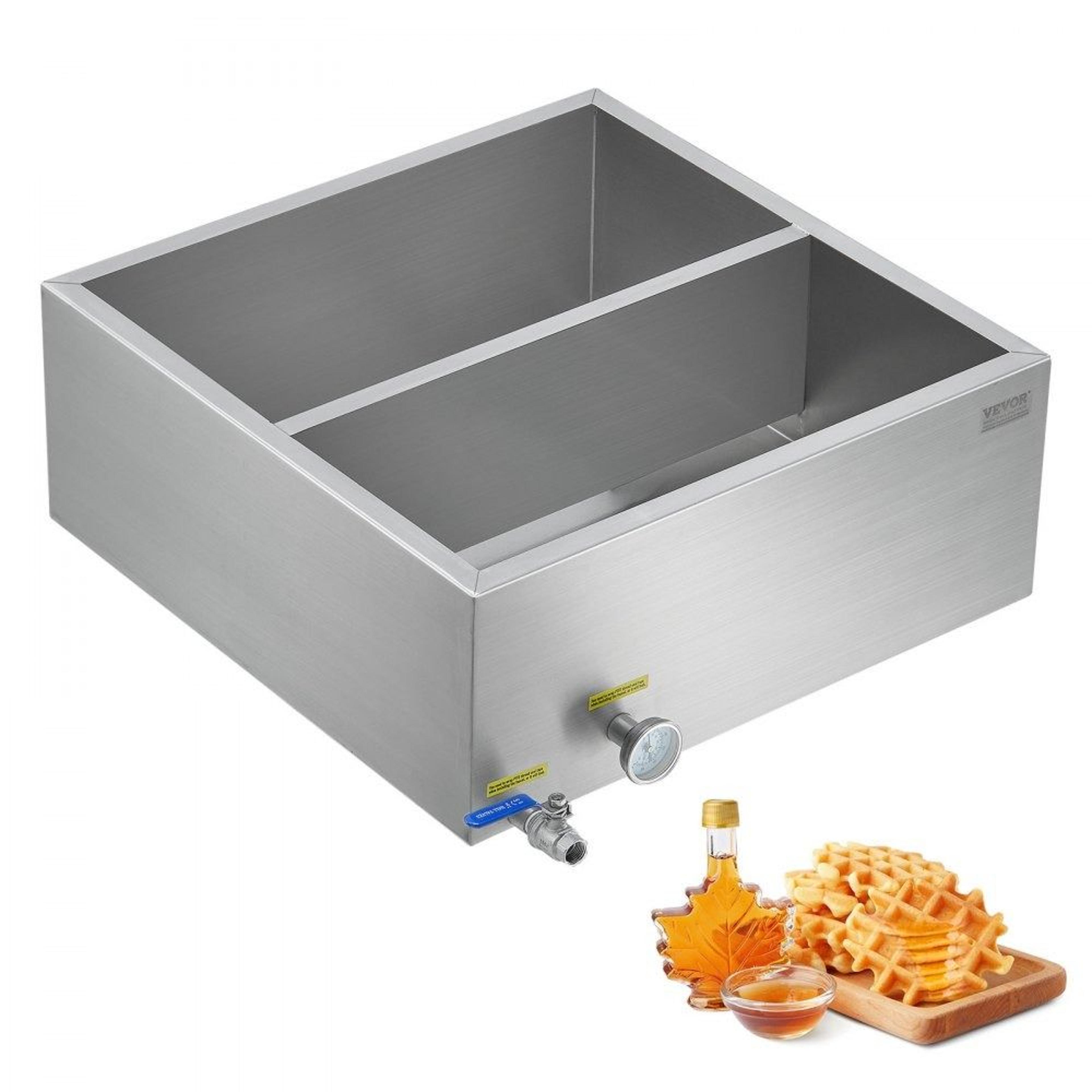 23.6 gallon stainless steel maple syrup evaporator pan with thermometer