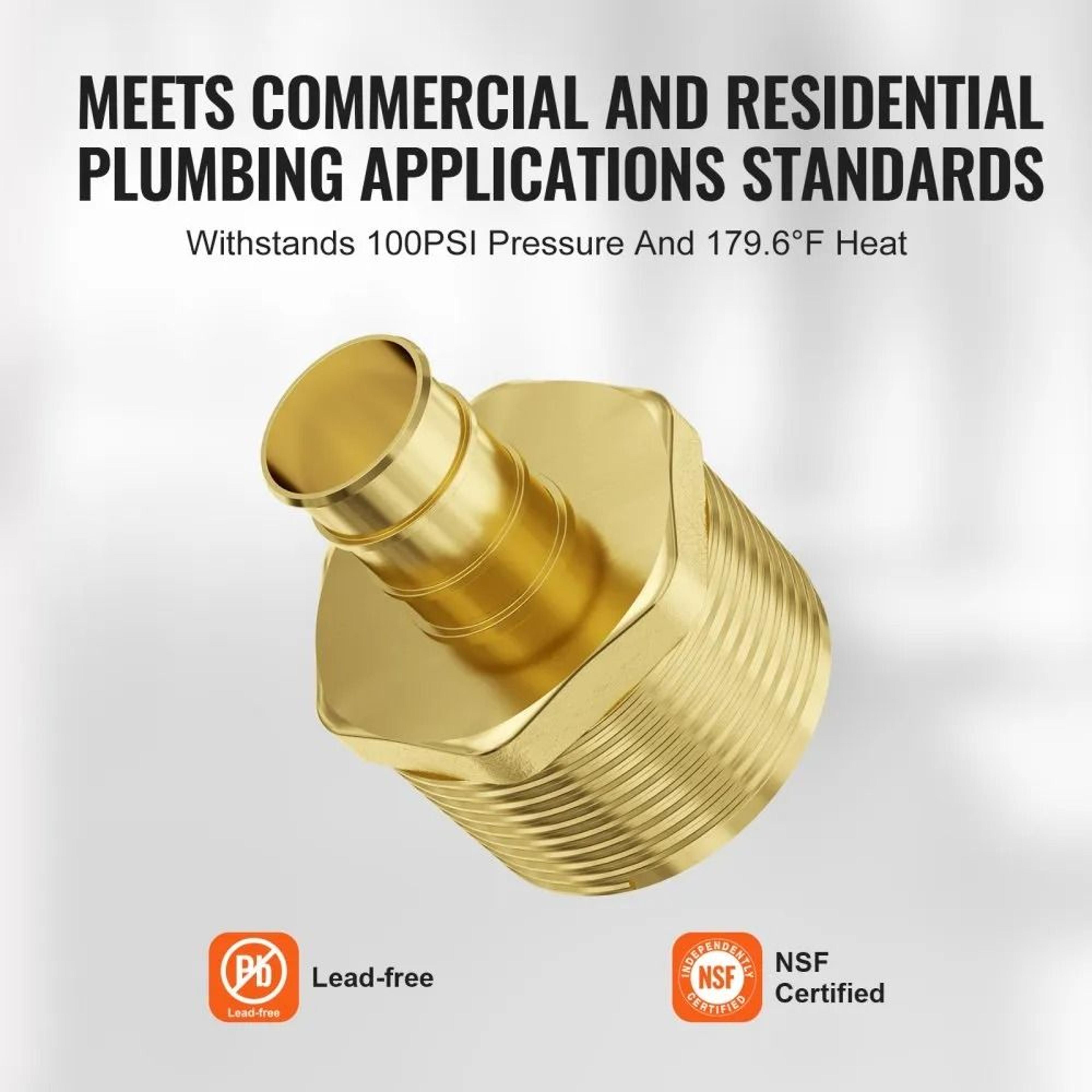 12 Inch Brass Pipe Fittings 25 Pack Clamp Style Male NPT Connector Set For PEX Tubing 2