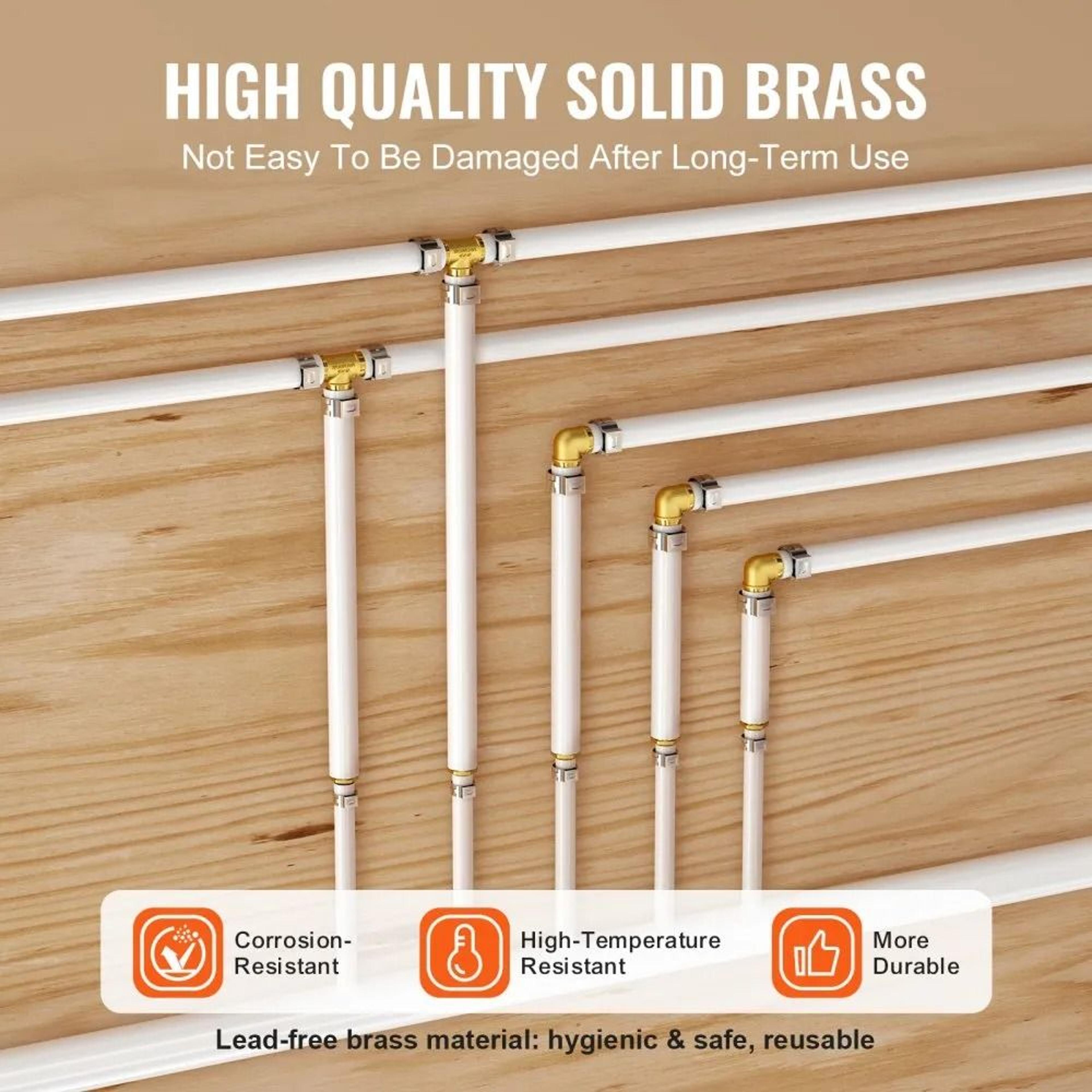 12 Inch Brass Pipe Fittings 25 Pack Clamp Style Male NPT Connector Set For PEX Tubing 4