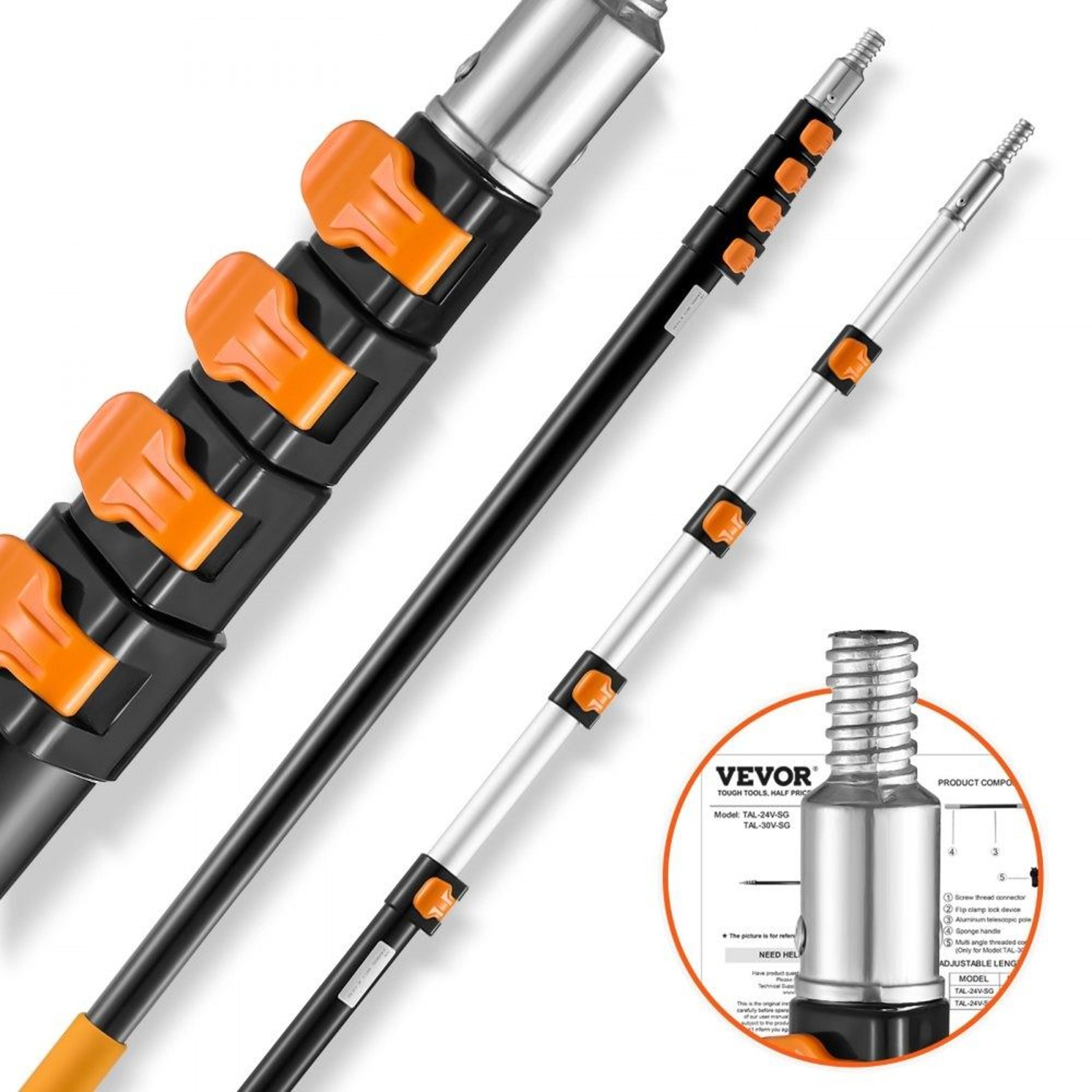 24 ft telescoping extension pole lightweight aluminum multi purpose pole