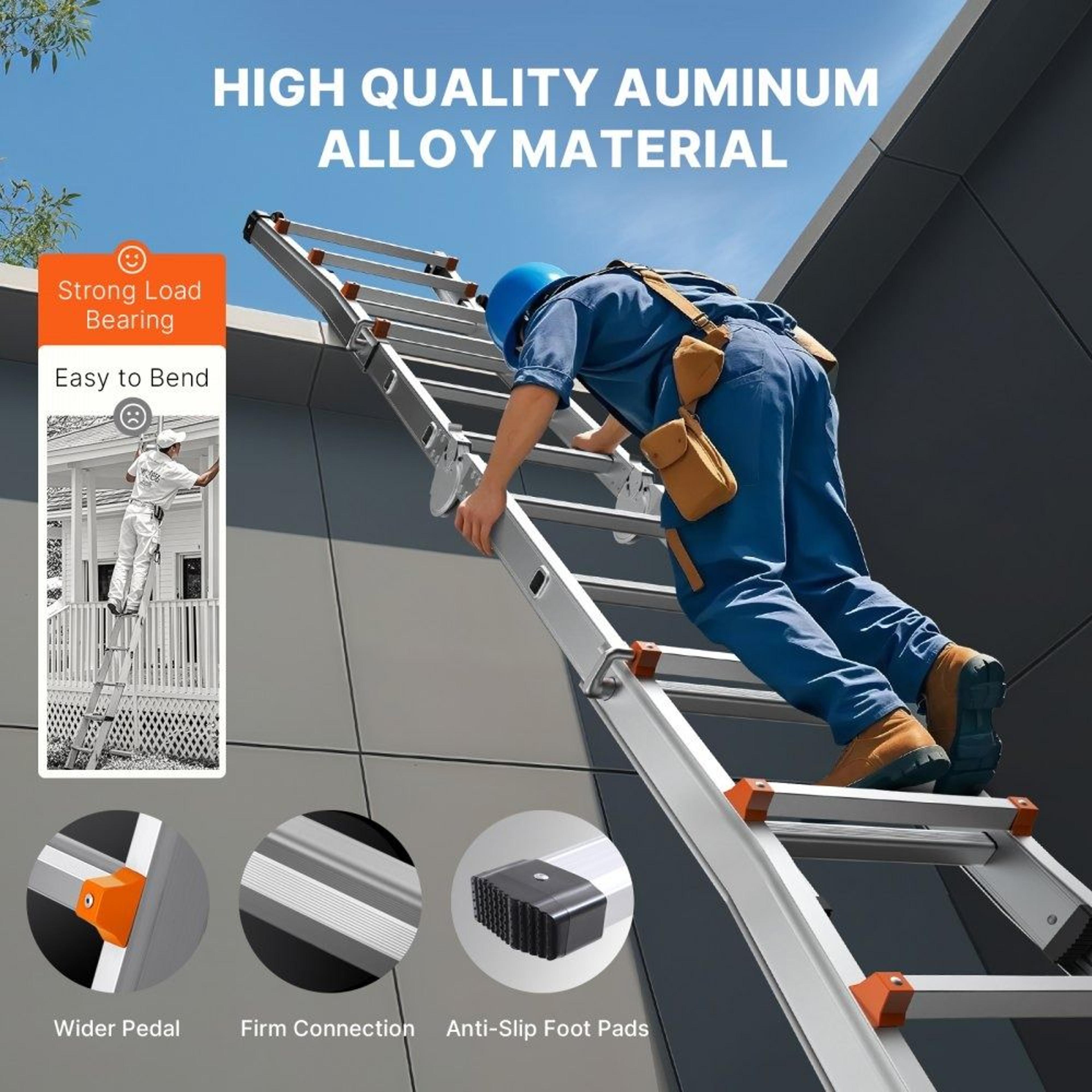 205 FT Telescoping A Frame Ladder Aluminum Multi Function Portable Extension Ladder 330 Lb Capacity 2