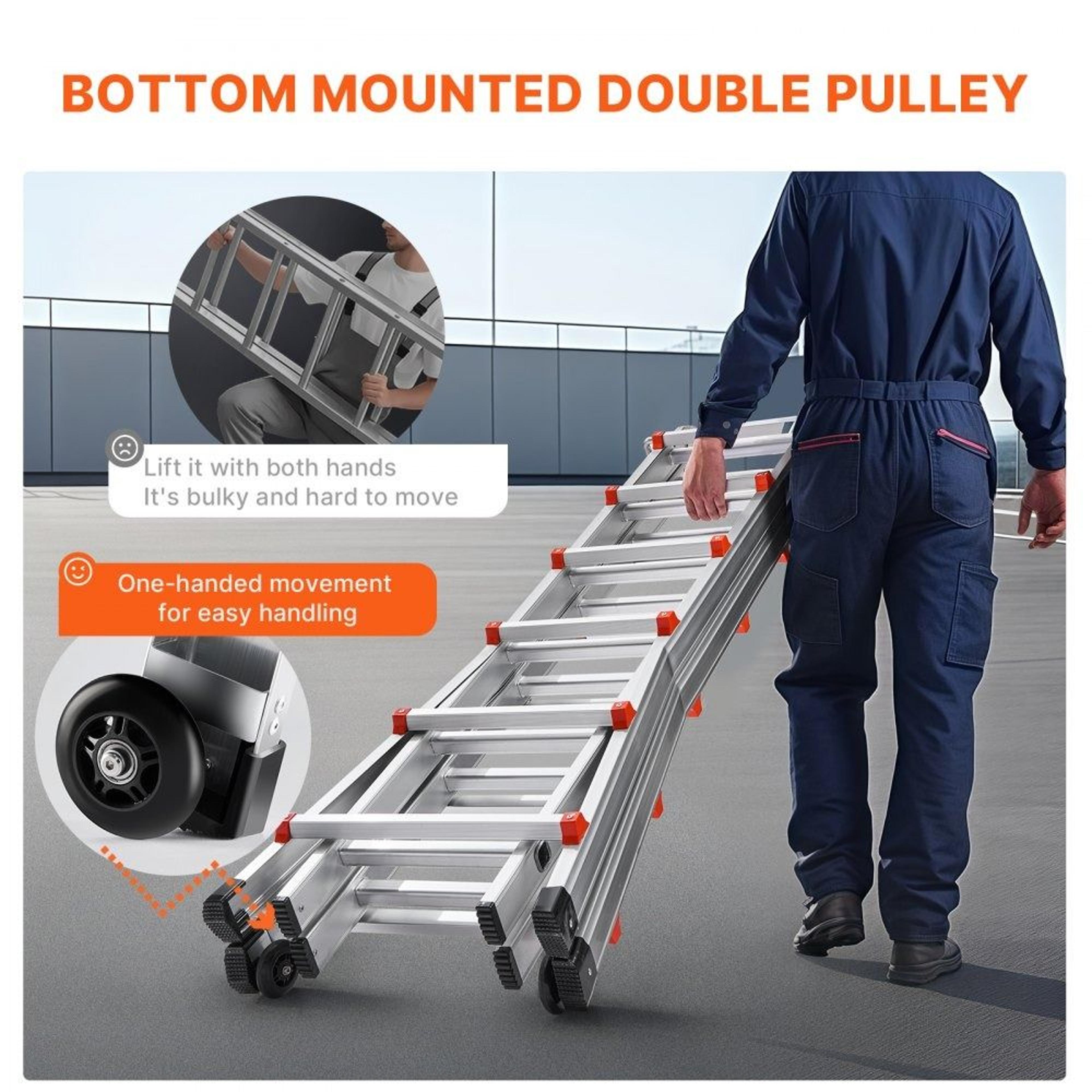 205 FT Telescoping A Frame Ladder Aluminum Multi Function Portable Extension Ladder 330 Lb Capacity 4