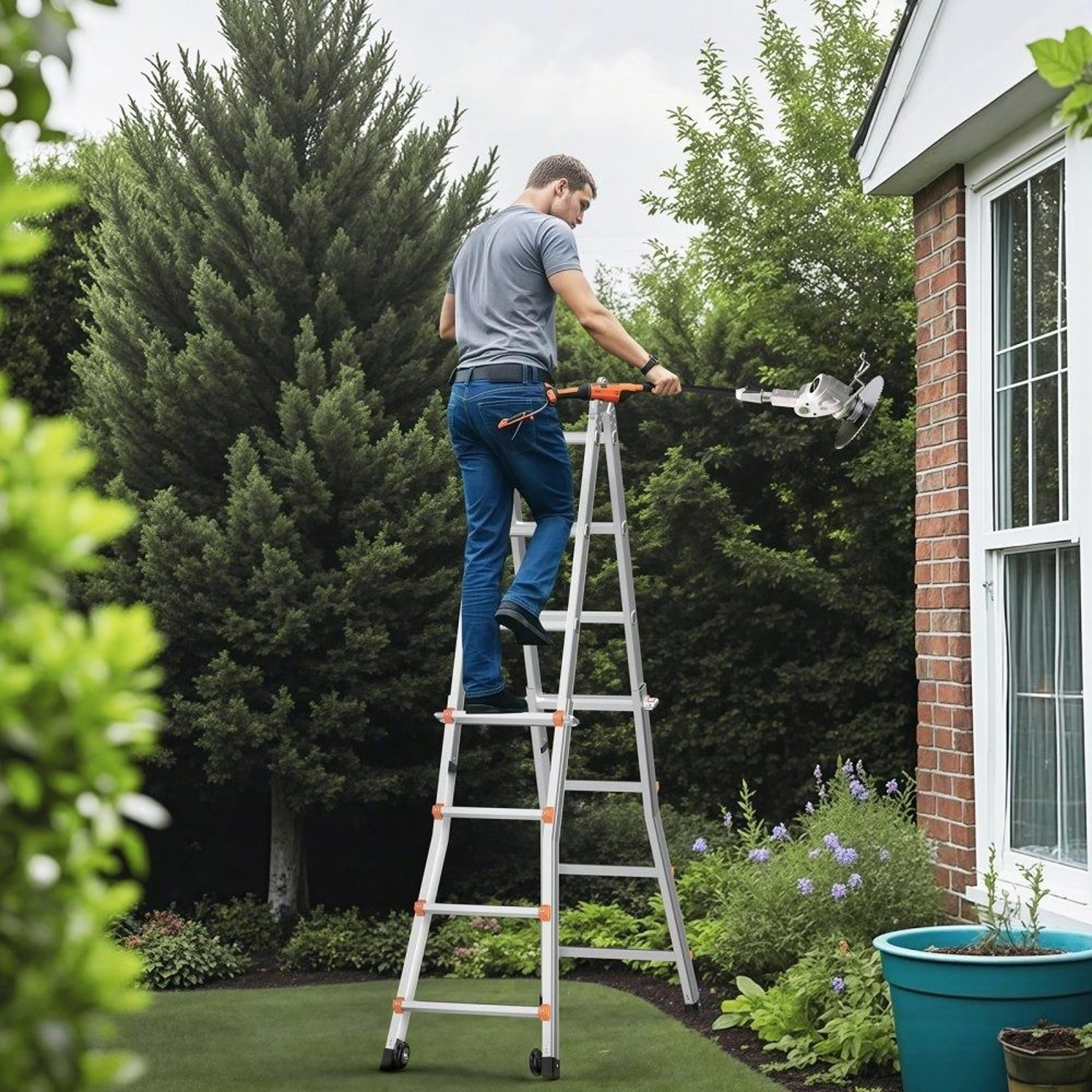 205 FT Telescoping A Frame Ladder Aluminum Multi Function Portable Extension Ladder 330 Lb Capacity 5