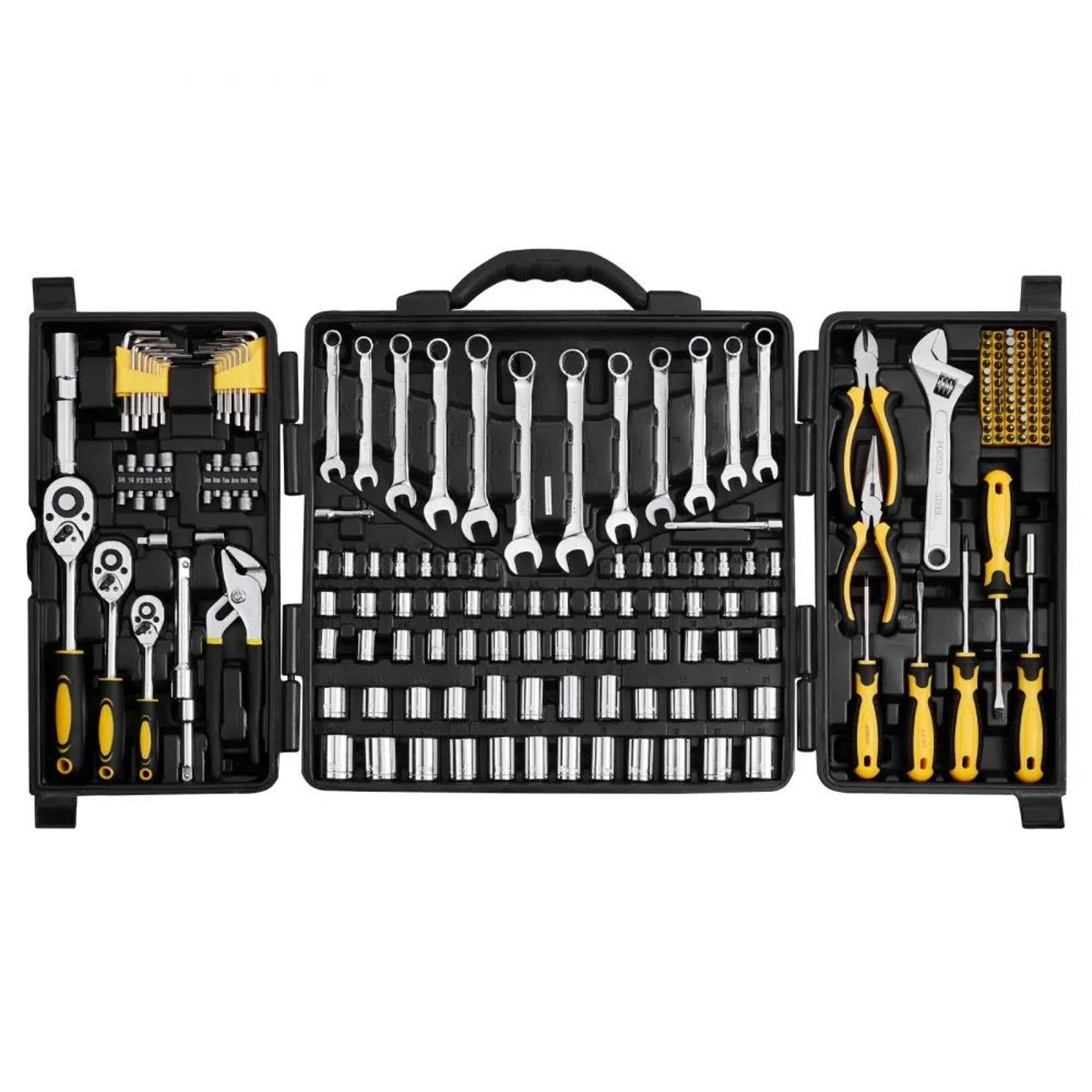 207 piece mechanics tool set with drive sockets and storage case