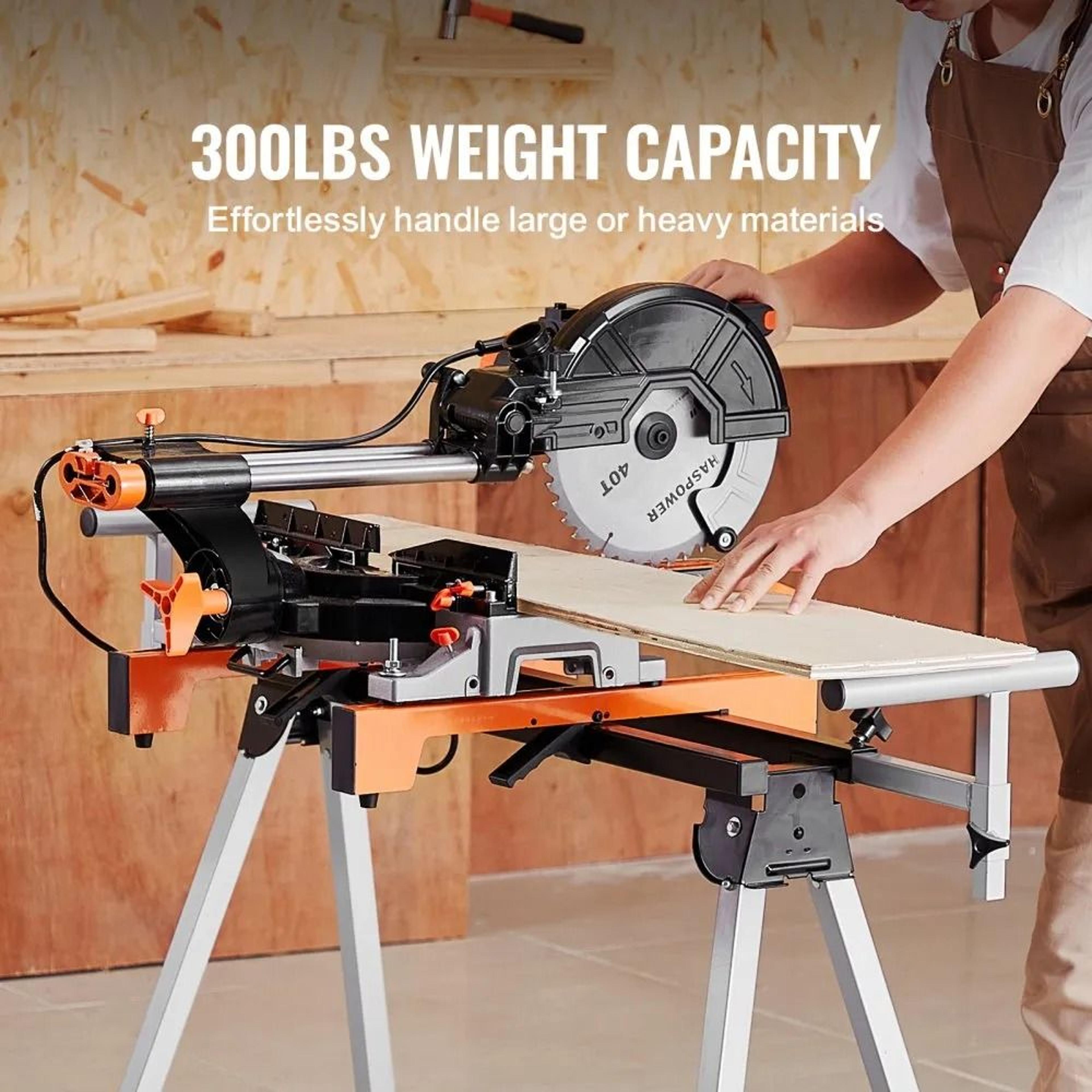 Collapsible Steel Miter Saw Stand With Mounting Brackets 300 Lbs Capacity 1