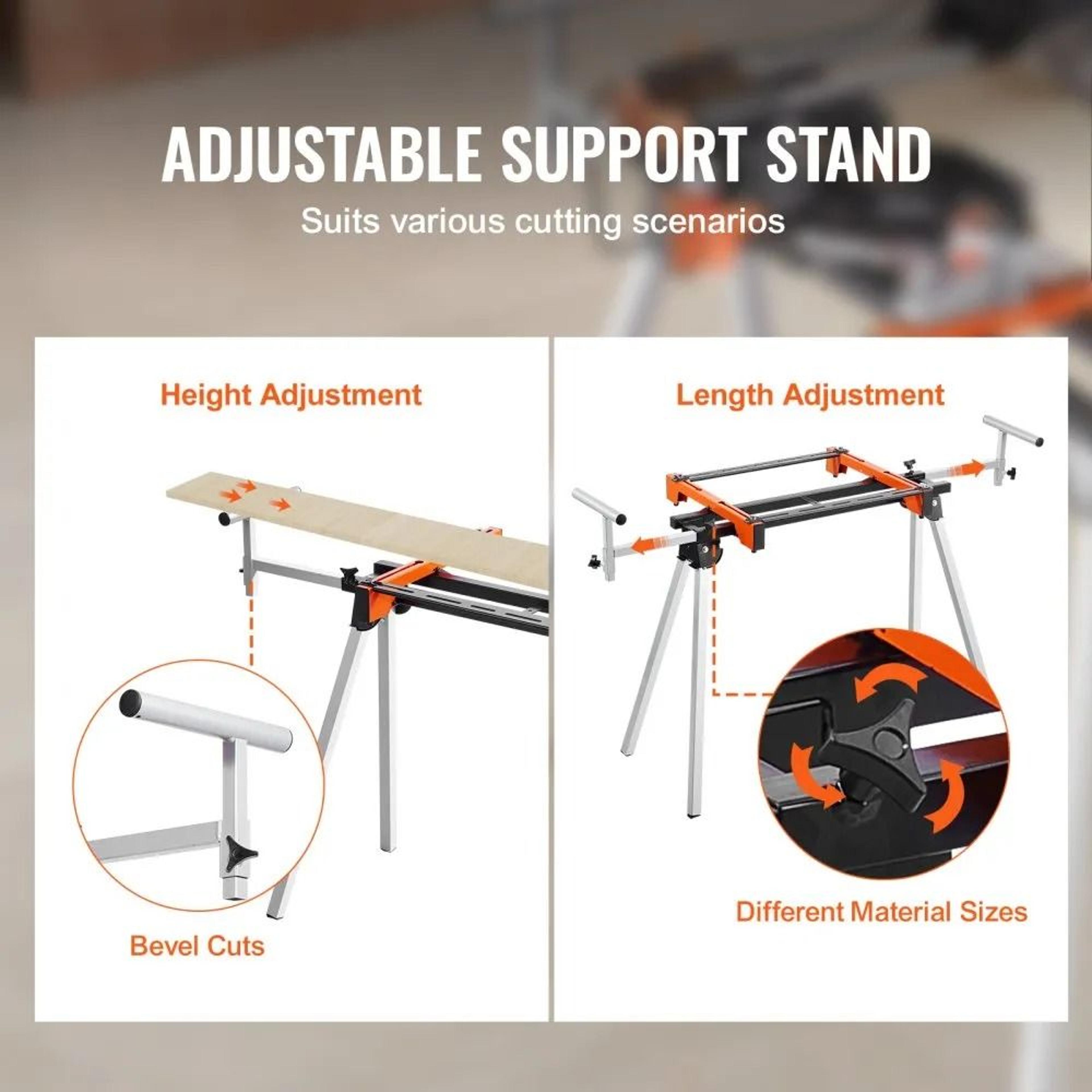 Collapsible Steel Miter Saw Stand With Mounting Brackets 300 Lbs Capacity 5