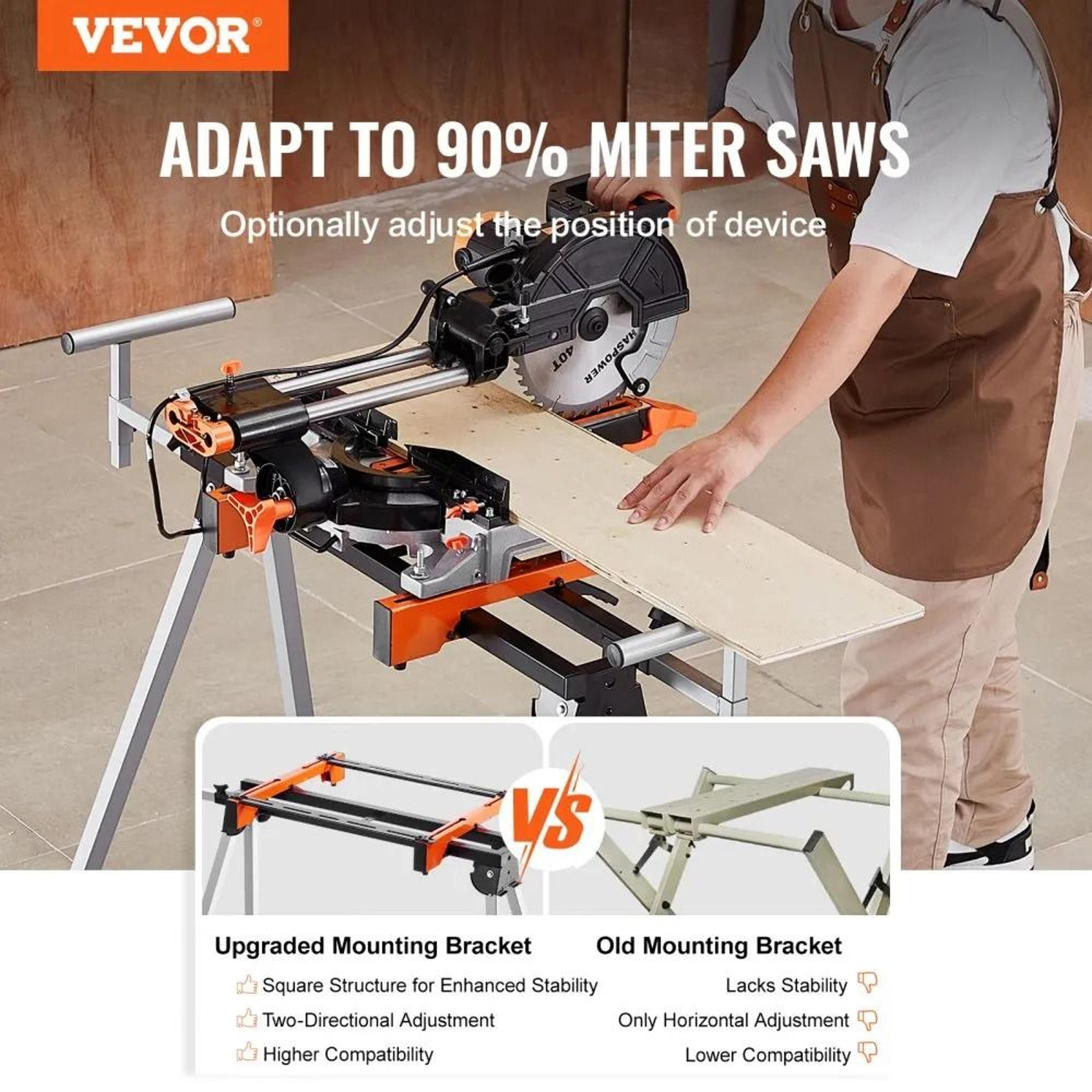 Collapsible Steel Miter Saw Stand With Mounting Brackets 300 Lbs Capacity 3