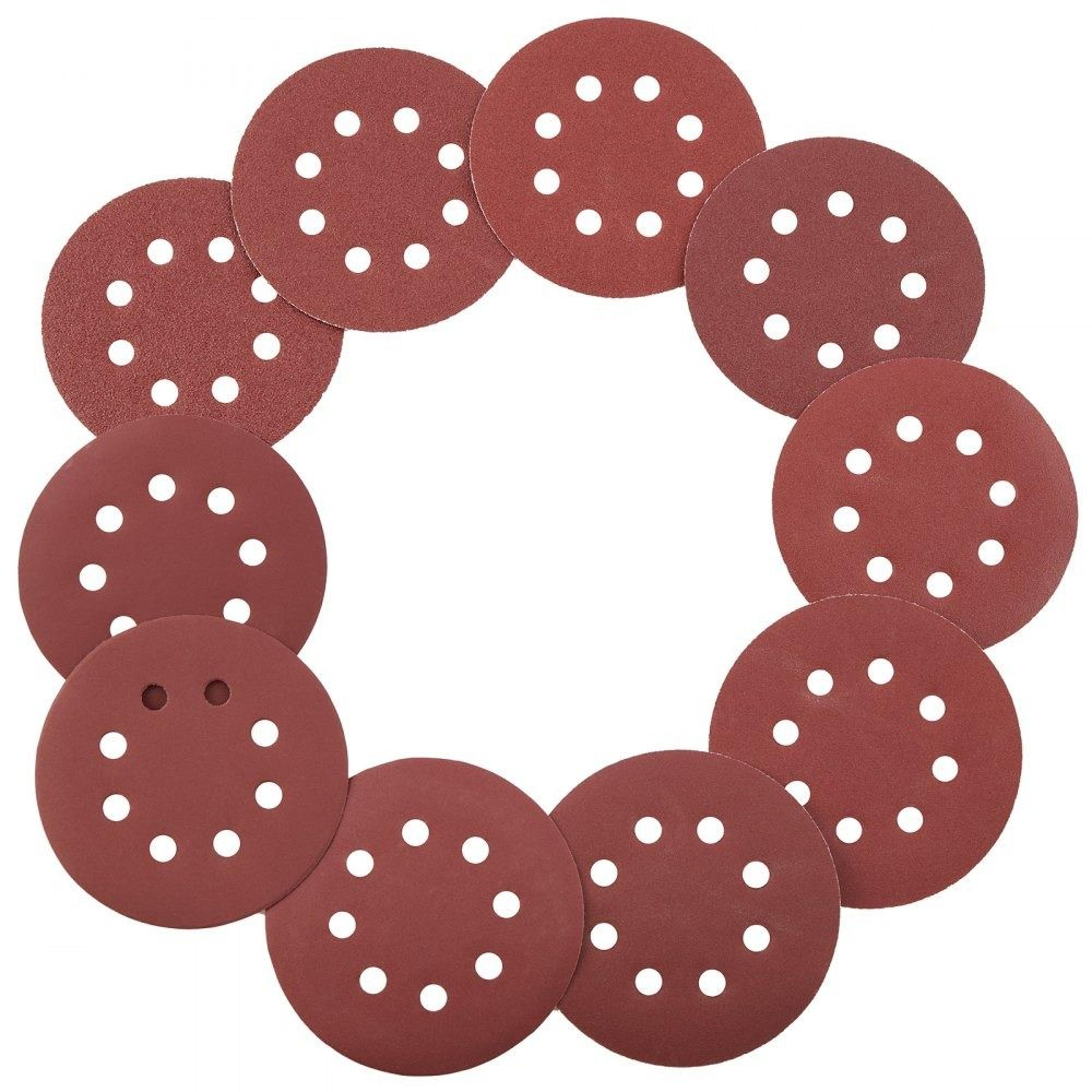150 piece 5 inch sanding discs set 8 hole hook and loop sandpaper 10 grits