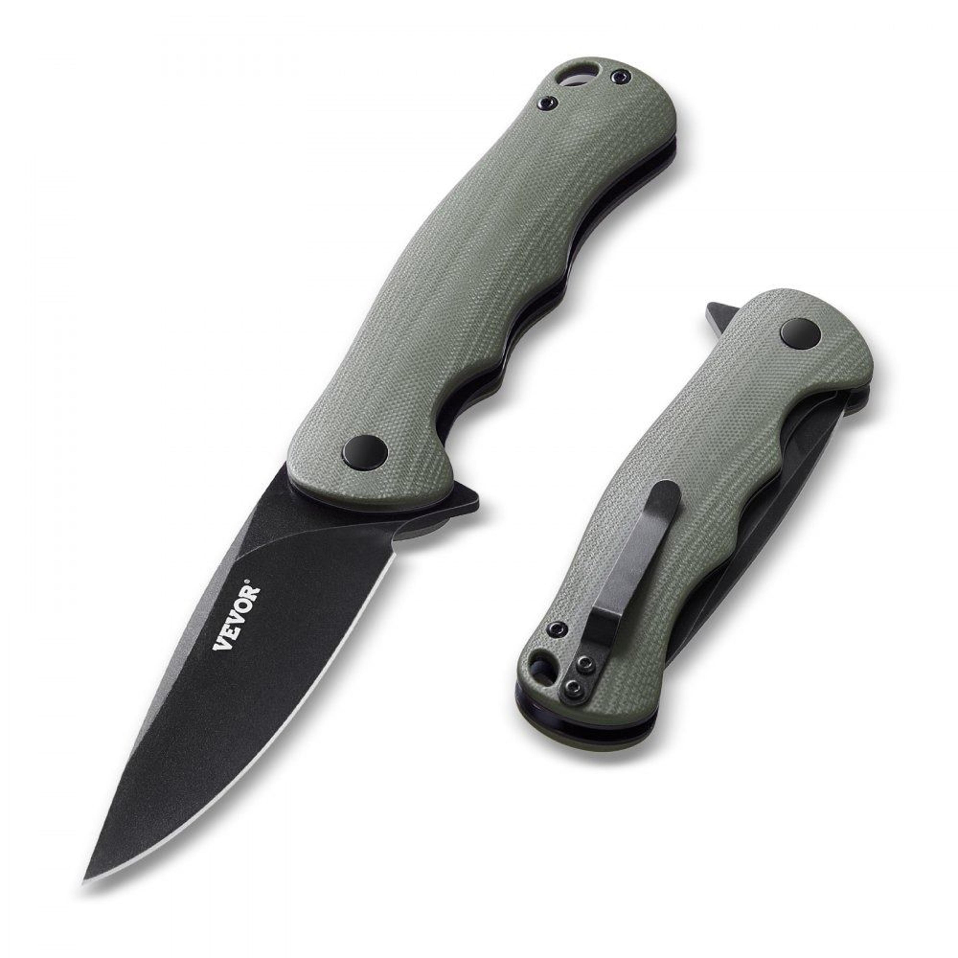 folding pocket knife 3.5 in d2 steel blade g10 handle small edc knife with pocket clip military green